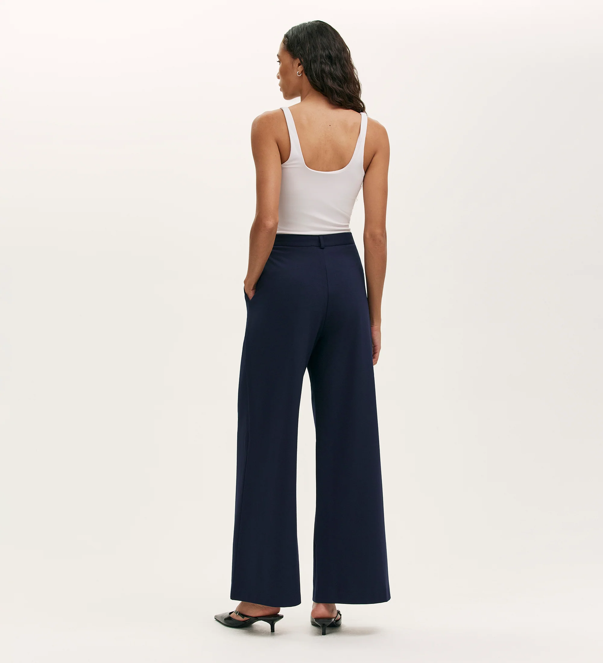 Marissa Navy Wide Leg Trousers - Image 3