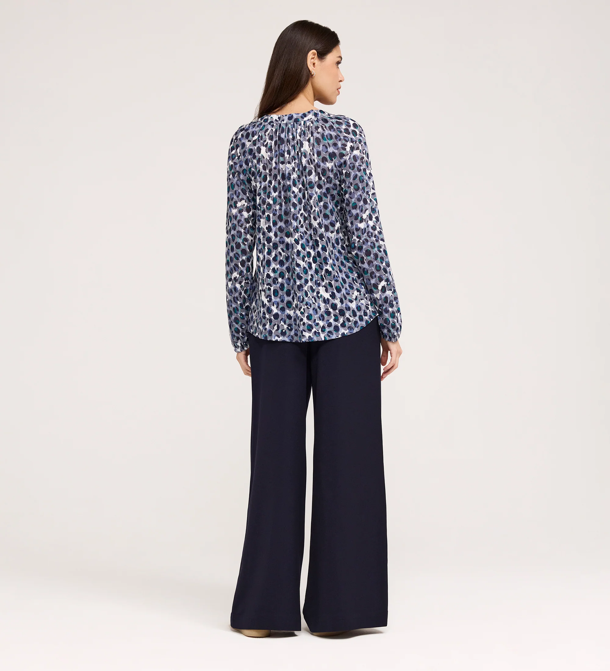 Martha Blue Animal Jersey Blouse - Image 4
