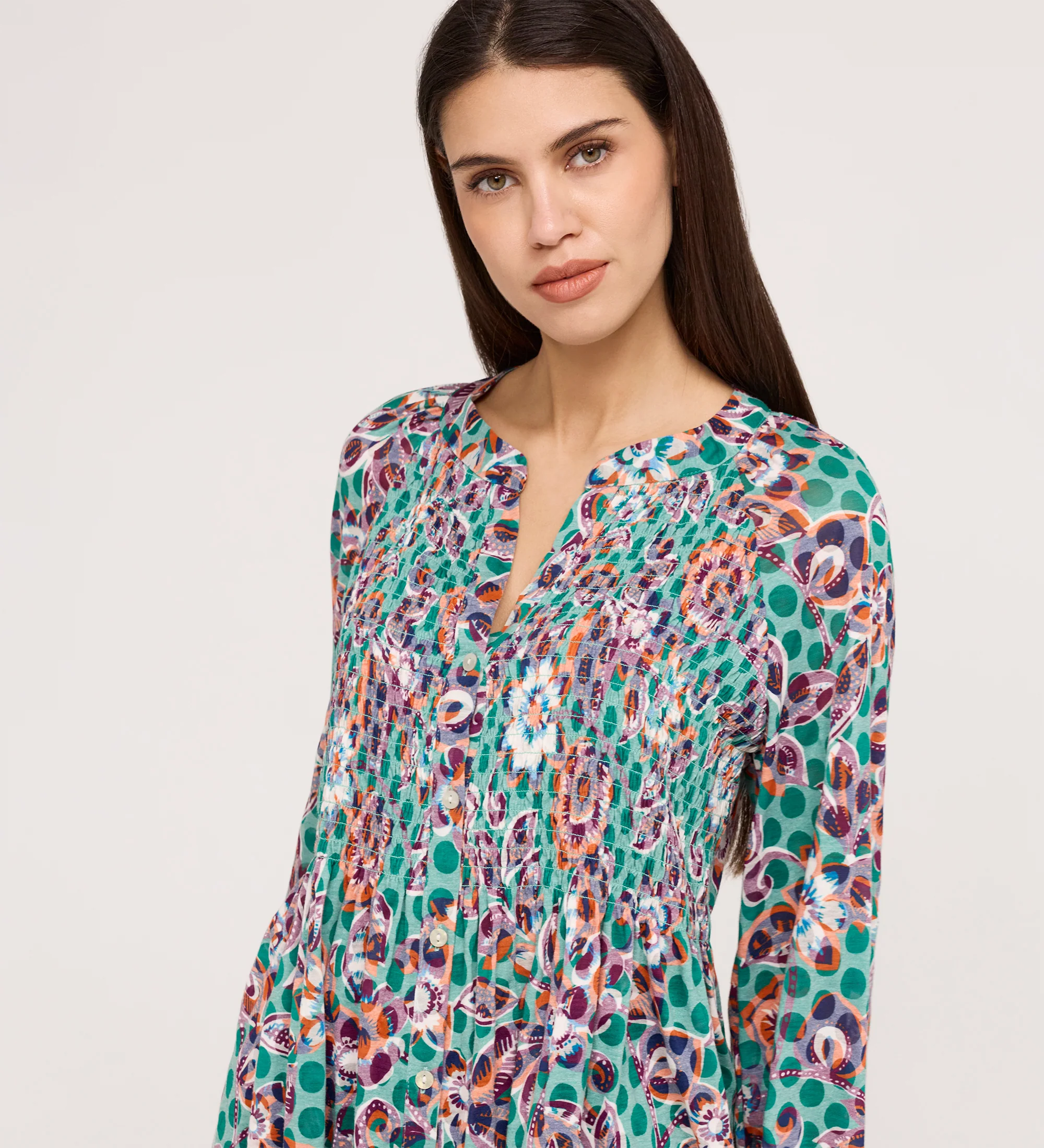 Martha Green Floral Jersey Blouse - Image 4