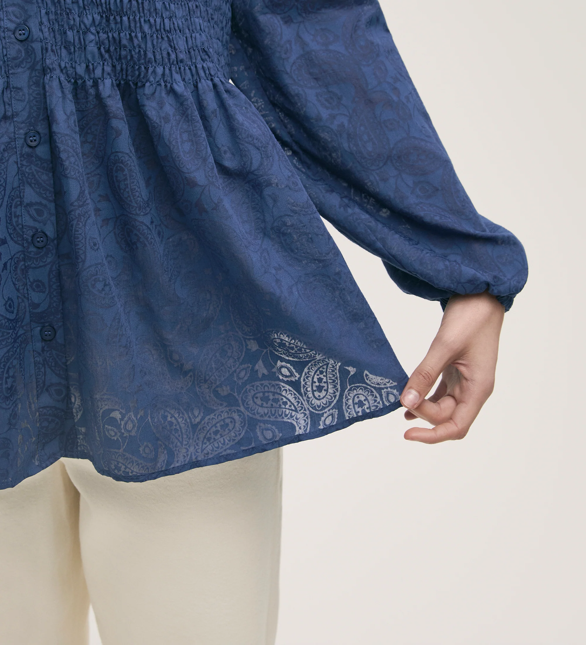 Martha Navy Burnout Blouse - Image 4
