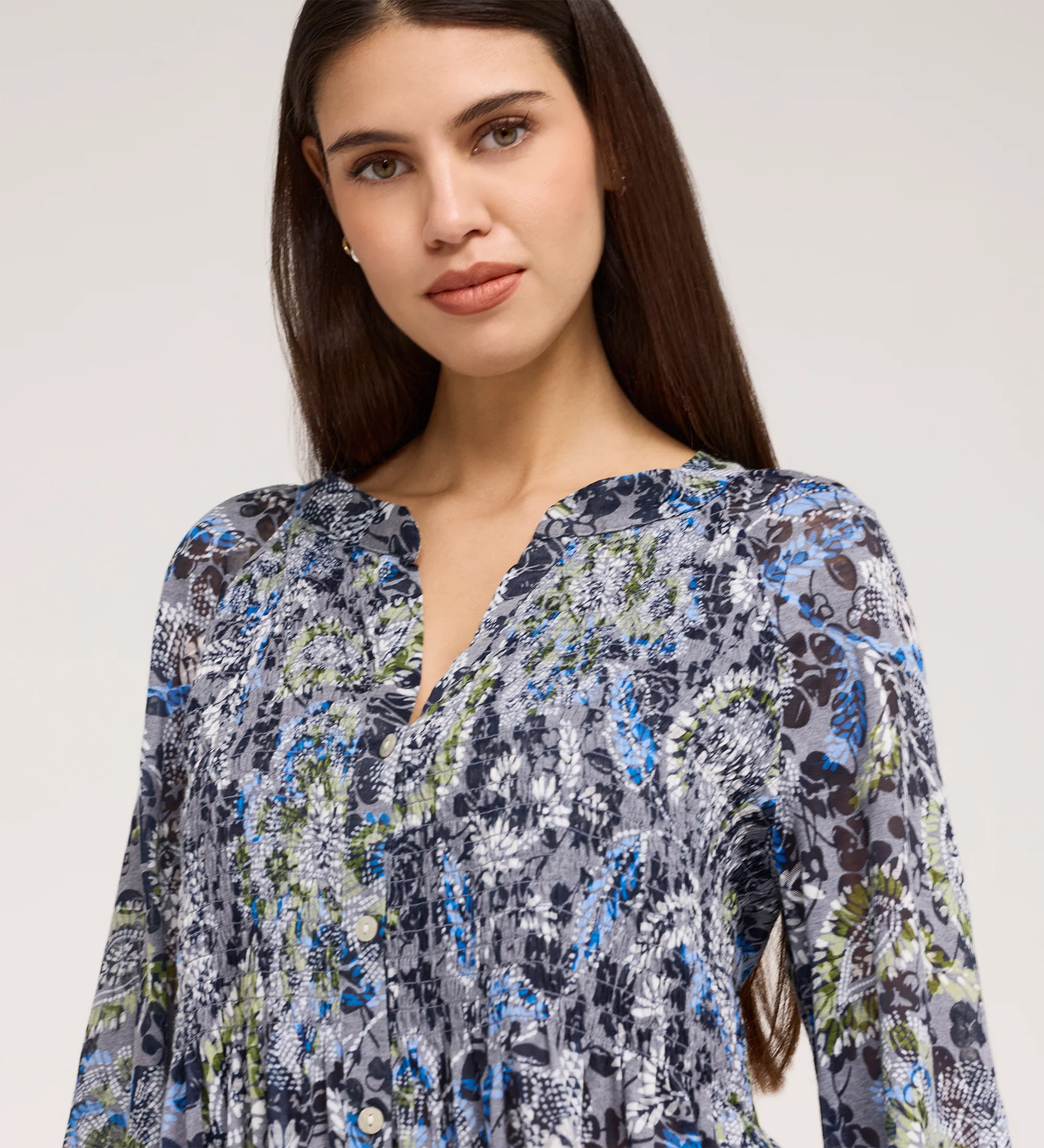 Martha Navy Floral Jersey Blouse - Image 3