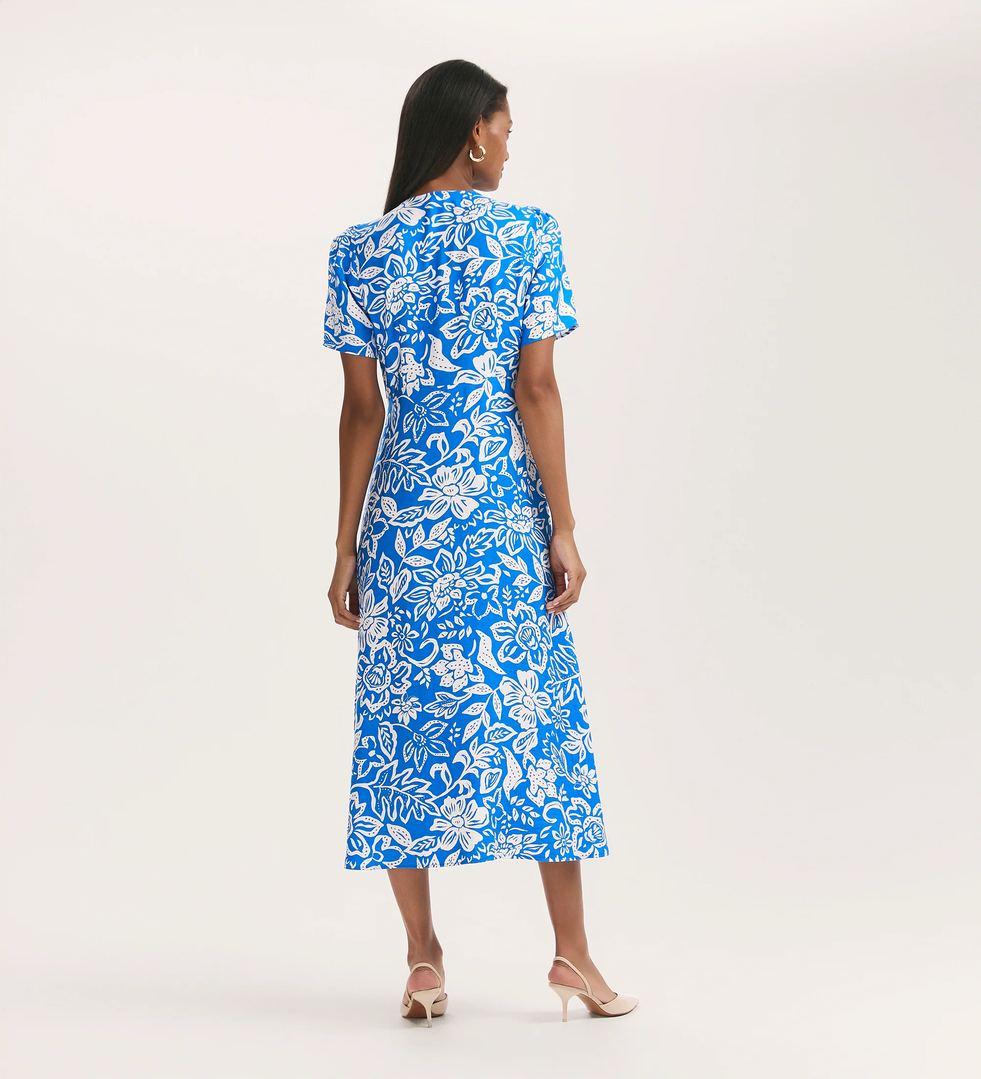 Martina Blue Flower Midi Dress - Image 4