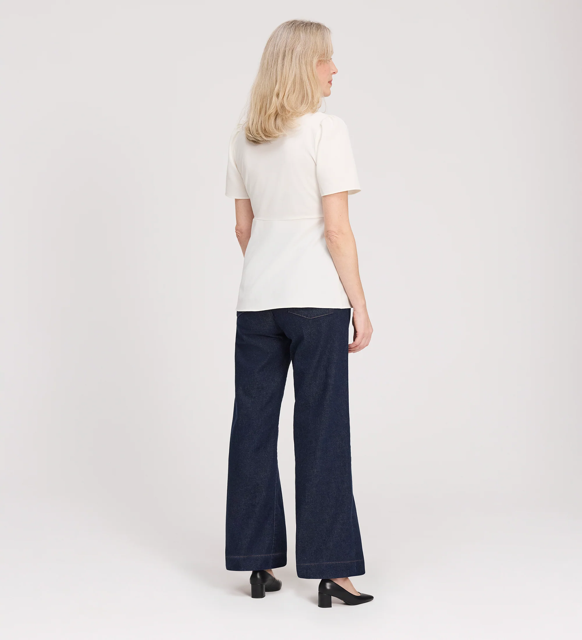 Maryam Ivory Button Up V-Neck Short Sleeve Top - Image 4