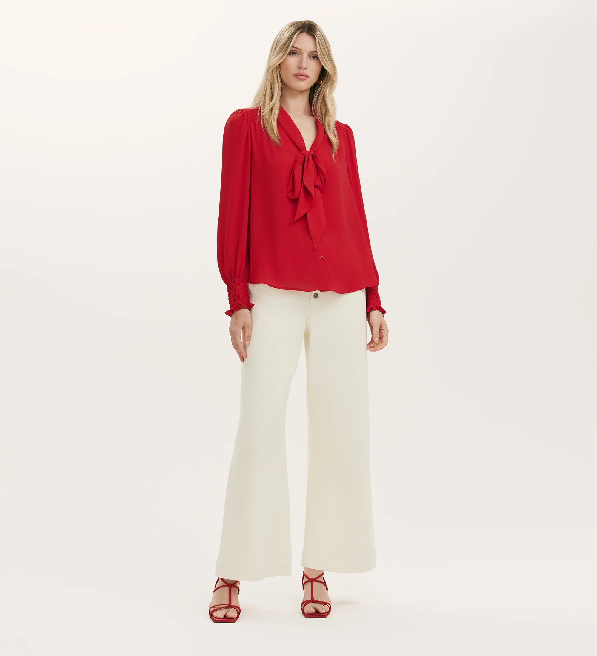 Mavis Red Pussy Bow Chiffon Blouse - Image 2