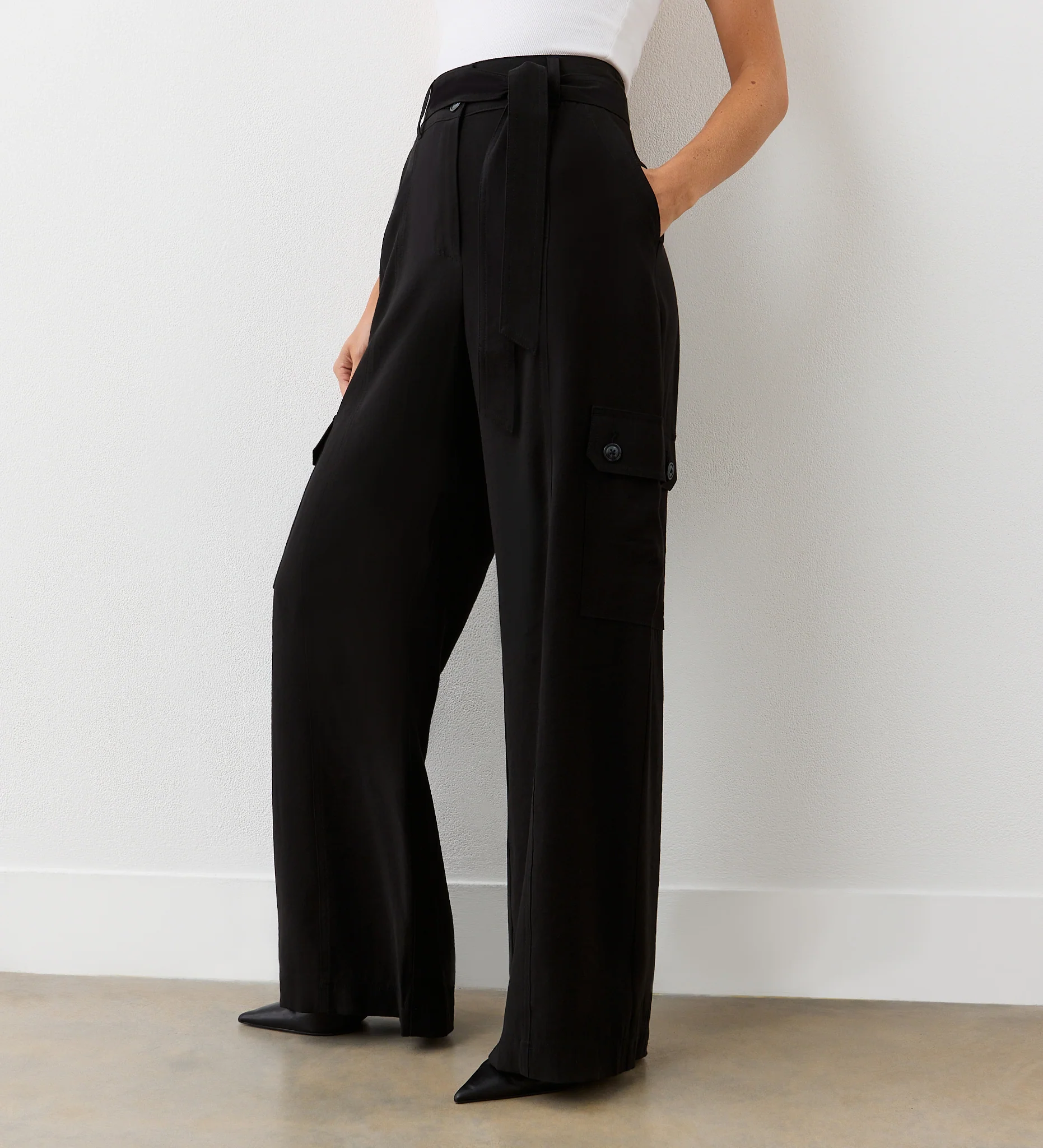 Maxine Black Wide Leg Trousers - Image 2