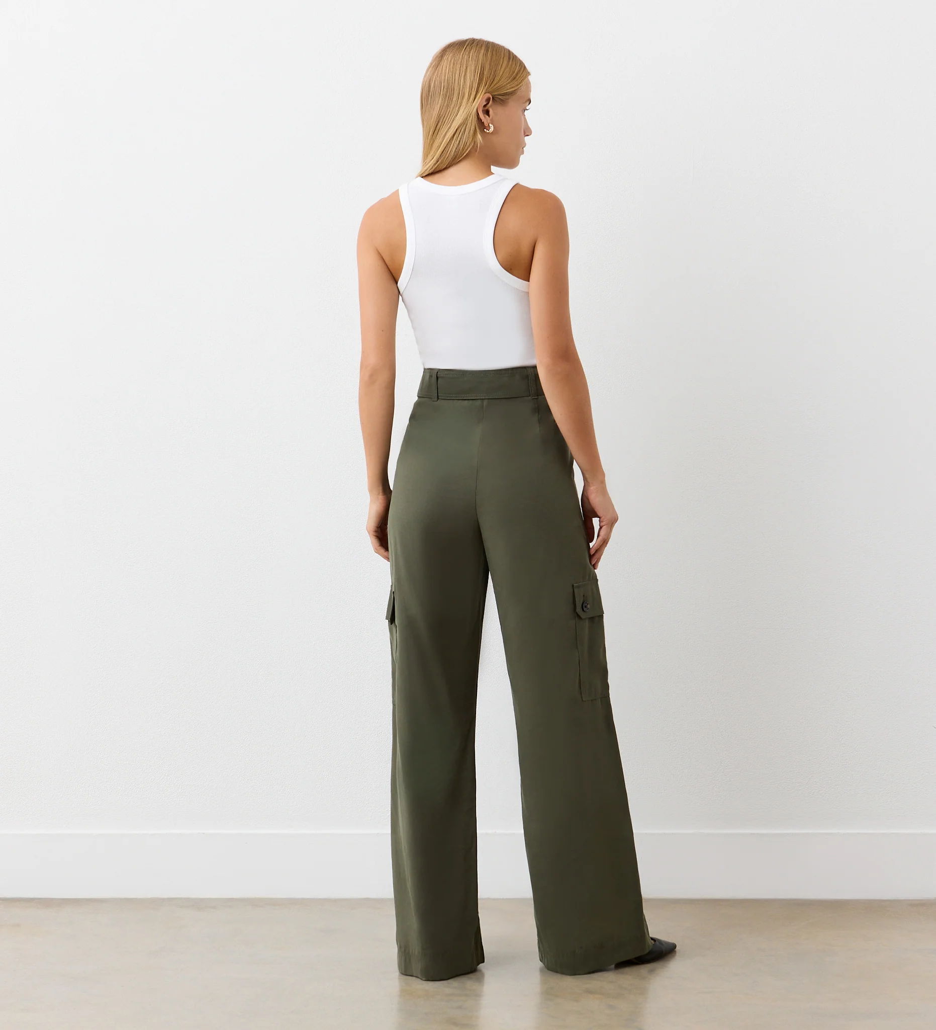 Maxine Khaki Wide Leg Trousers - Image 4