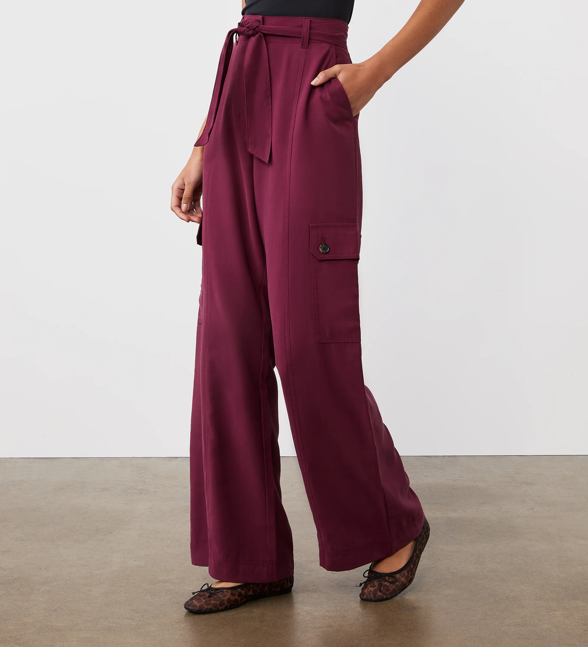 Maxine Merlot Wide Leg Trousers - Image 2