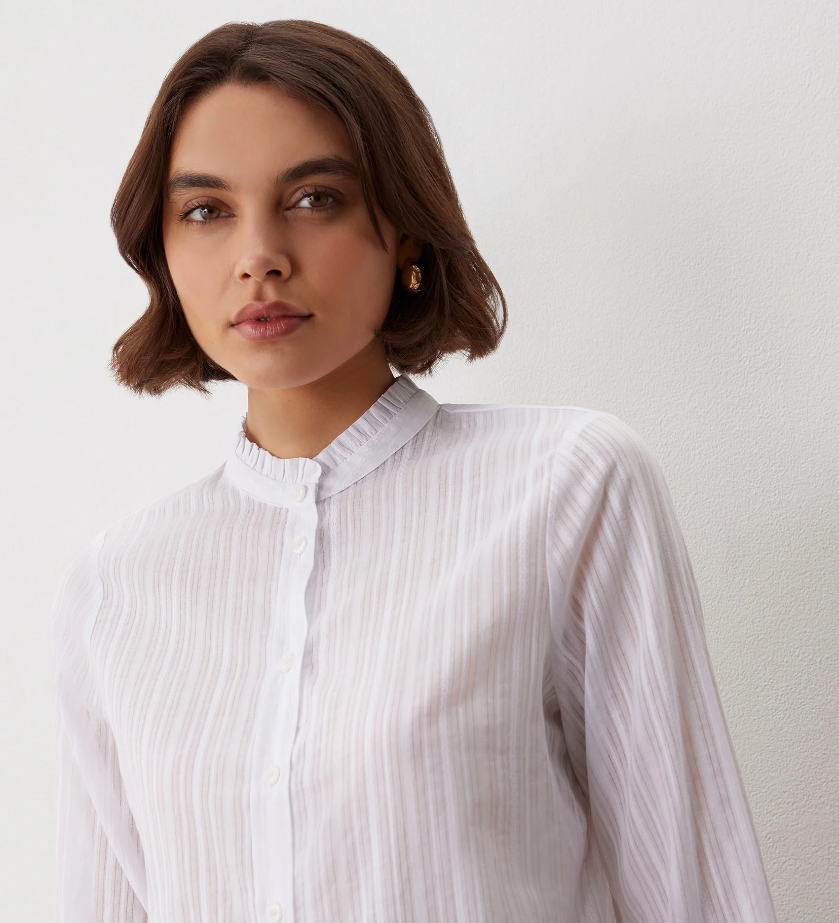 Megan White Cotton Stripe Shirt - Image 2