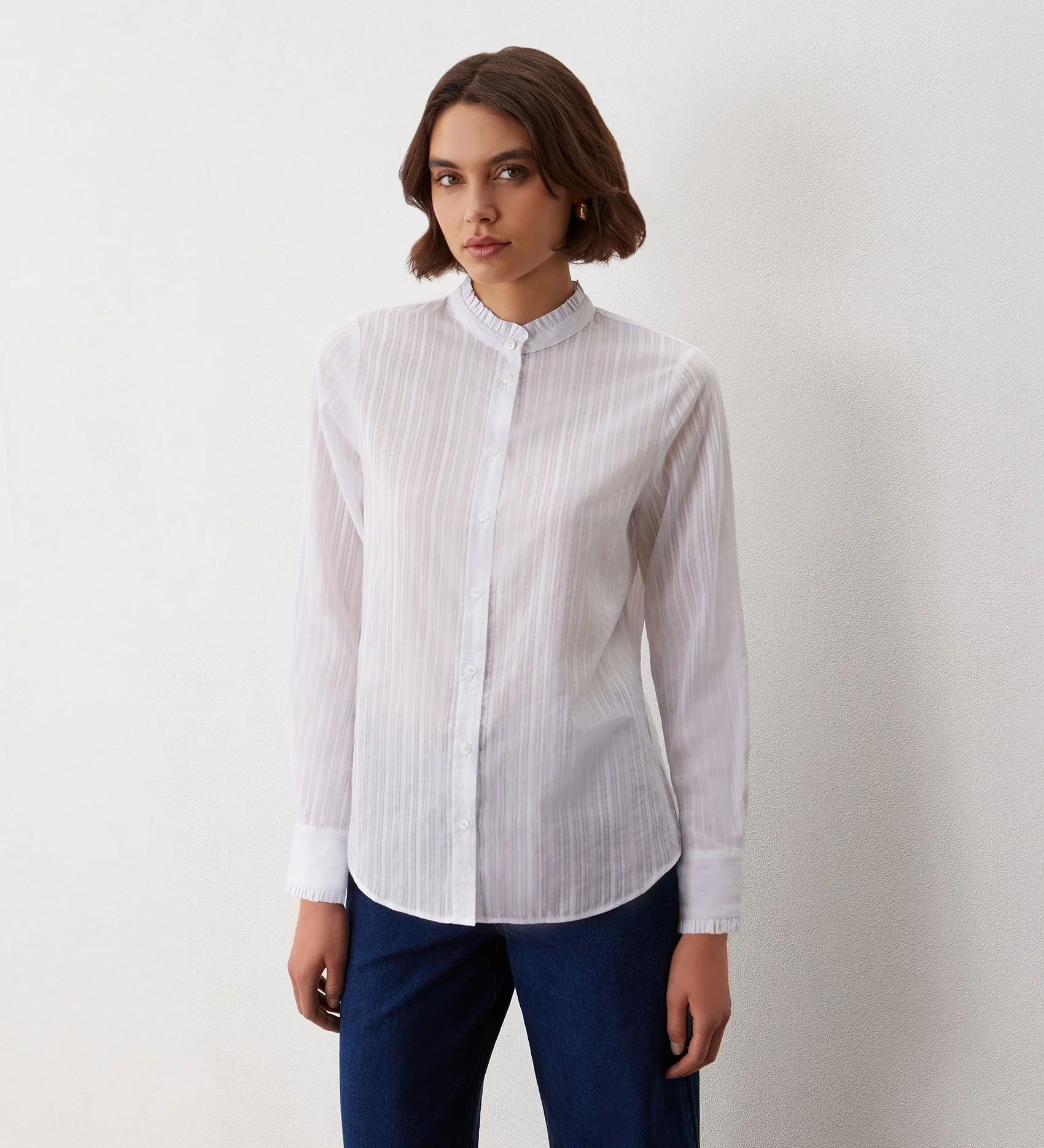 Megan White Cotton Stripe Shirt - Image 3