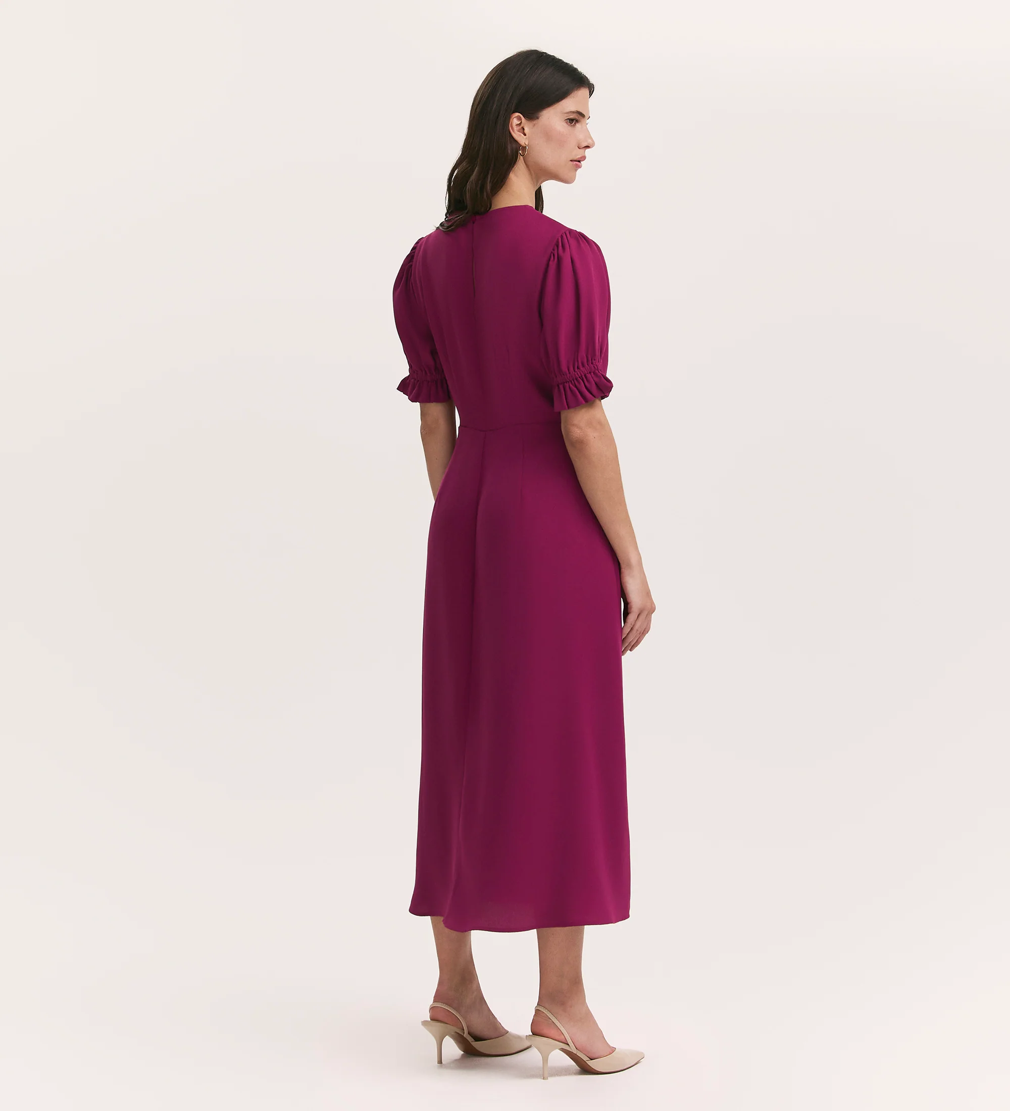 Mela Berry Chiffon Midi Tea Dress - Image 4