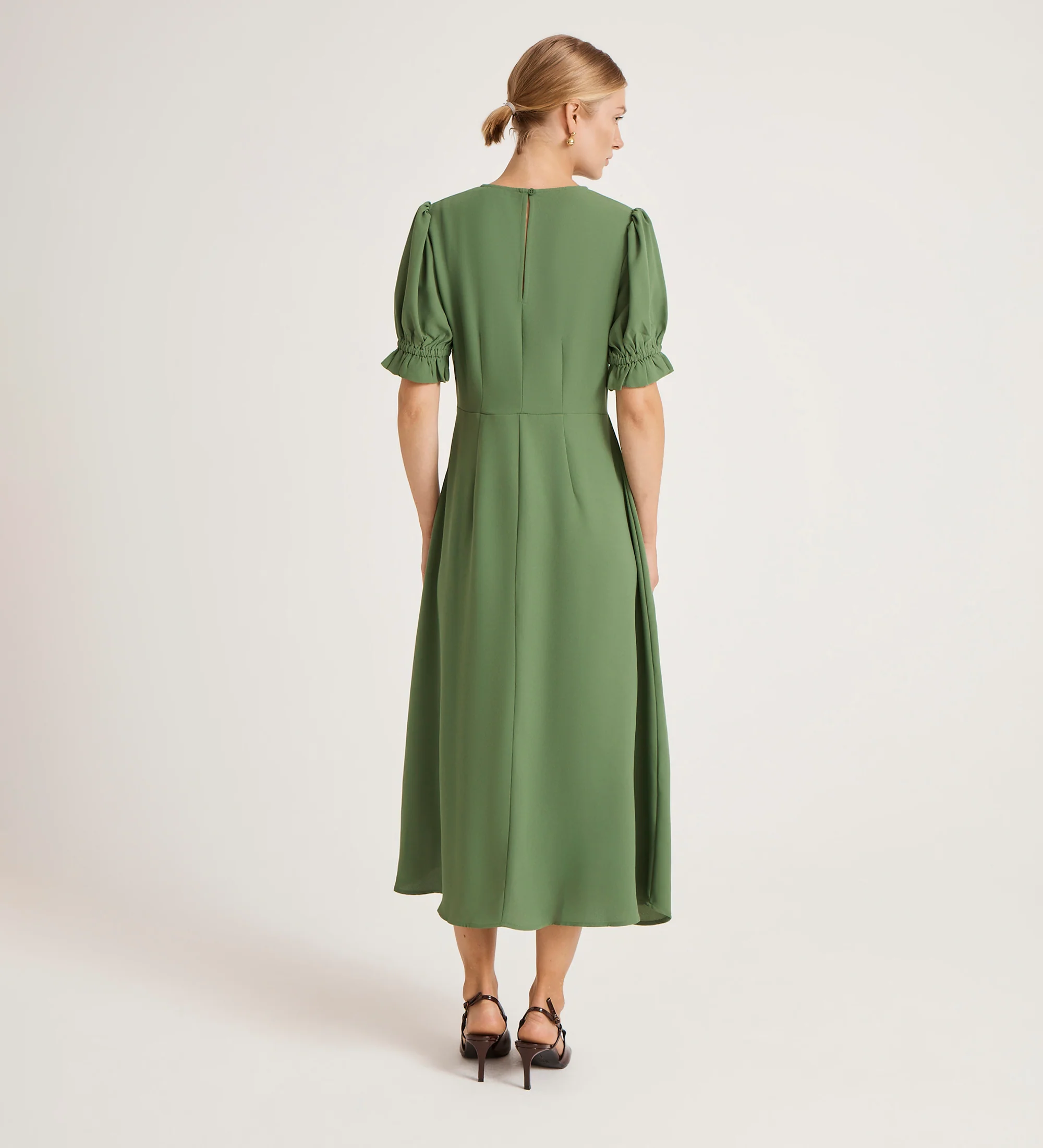 Mela Green Chiffon Midi Tea Dress - Image 3