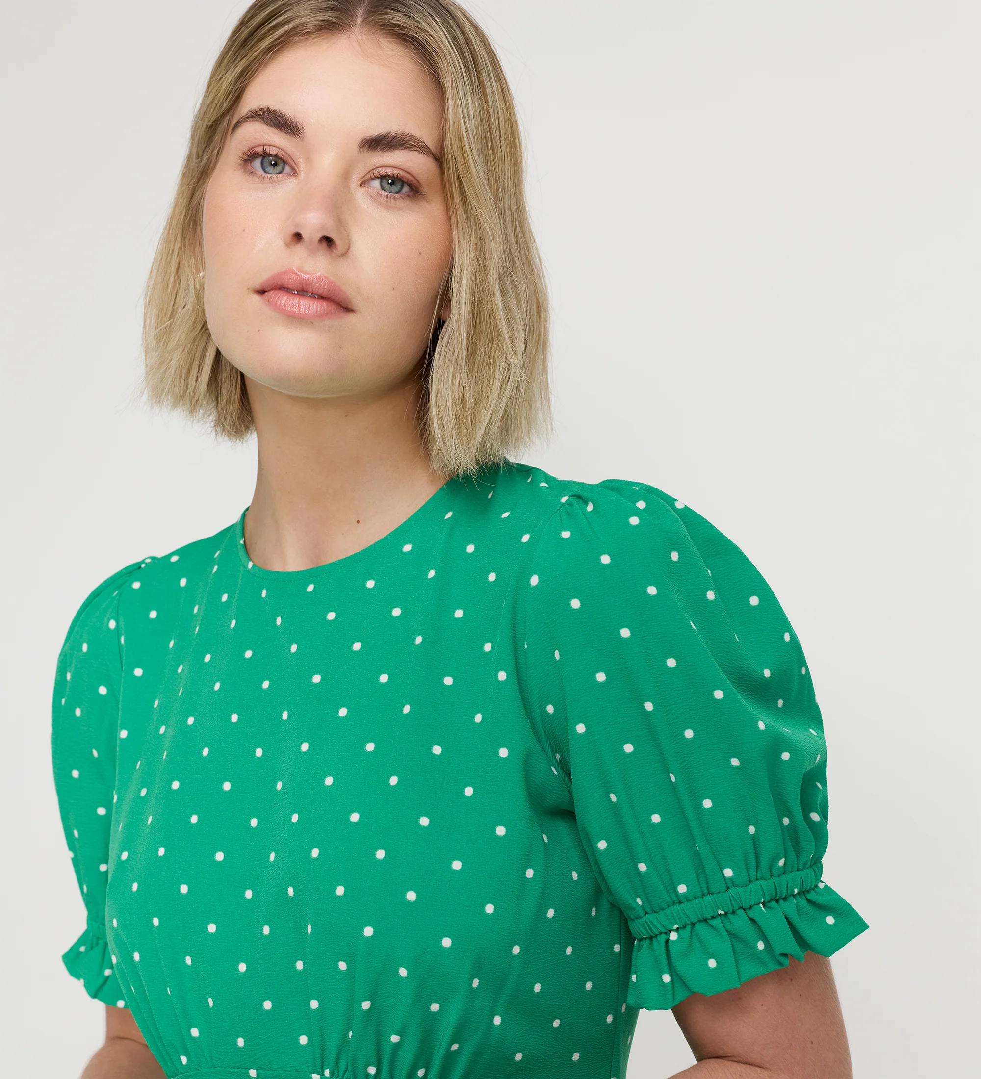 Mela Green Polka Dot Midi Tea Dress - Image 2