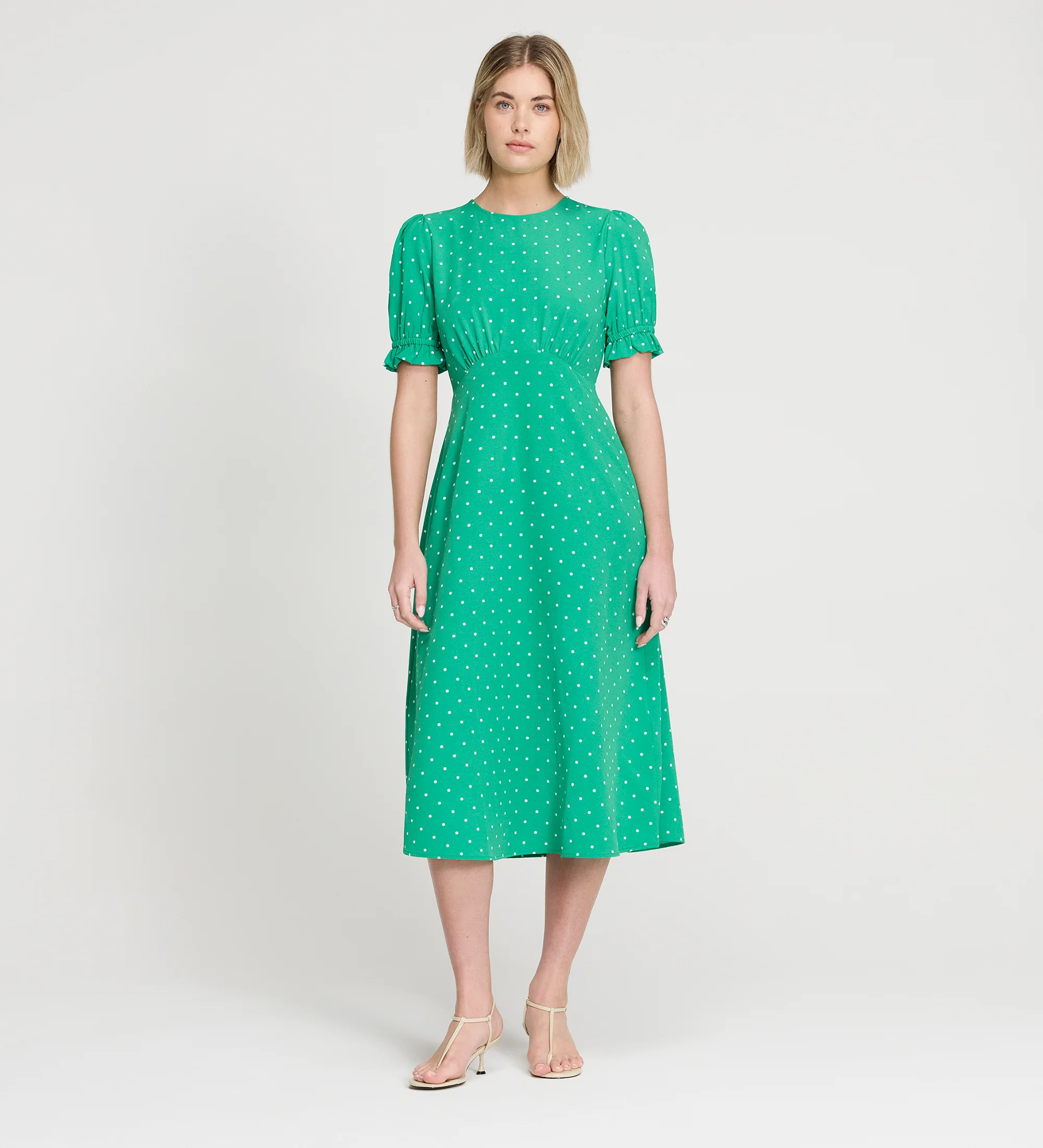 Mela Green Polka Dot Midi Tea Dress - Image 5