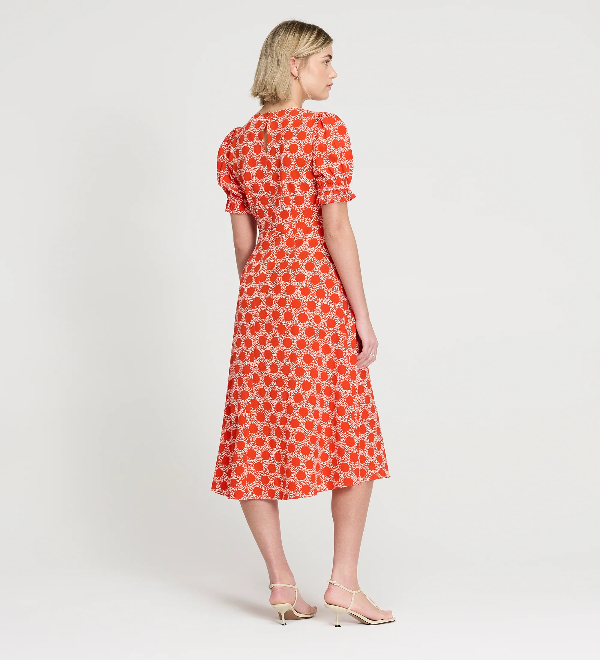 Mela Red Polka Dot Midi Tea Dress - Image 7