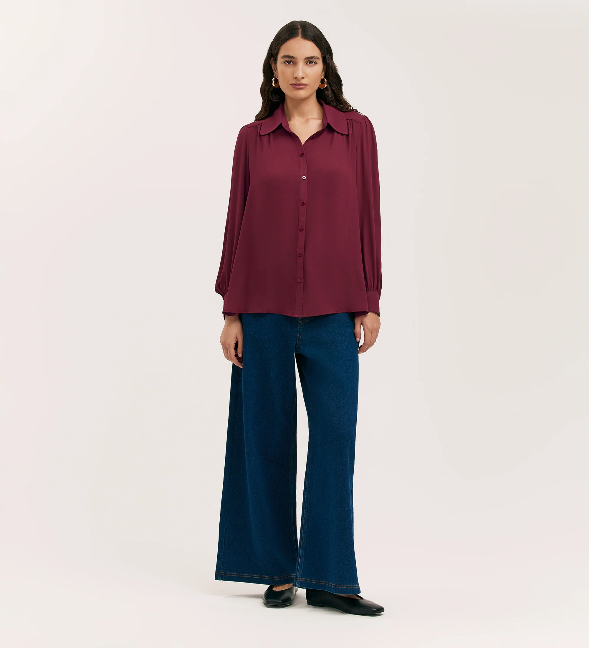 Melina Burgundy Crepe Blouse - Image 4