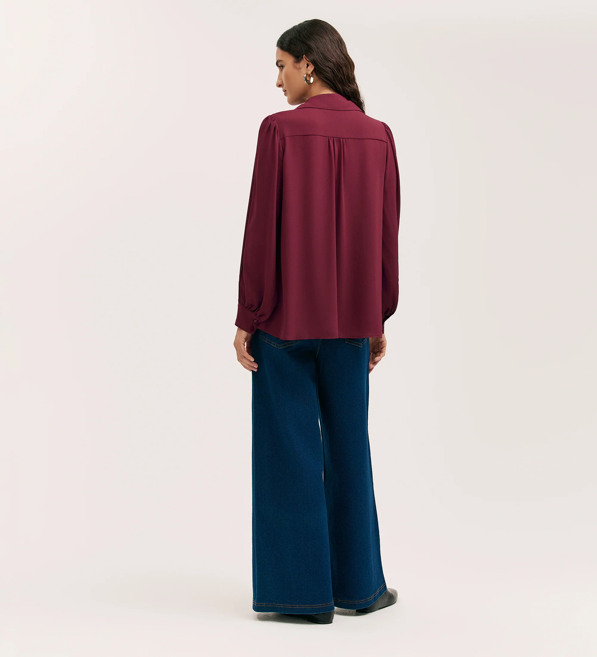 Melina Burgundy Crepe Blouse - Image 5