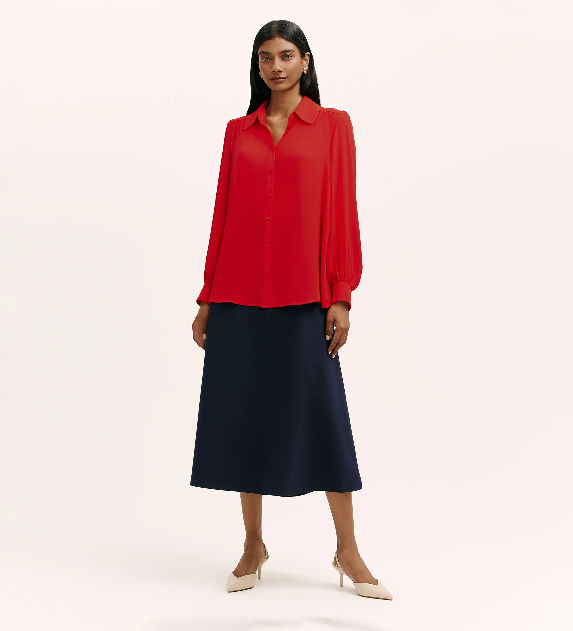 Melina Red Crepe Blouse - Image 2