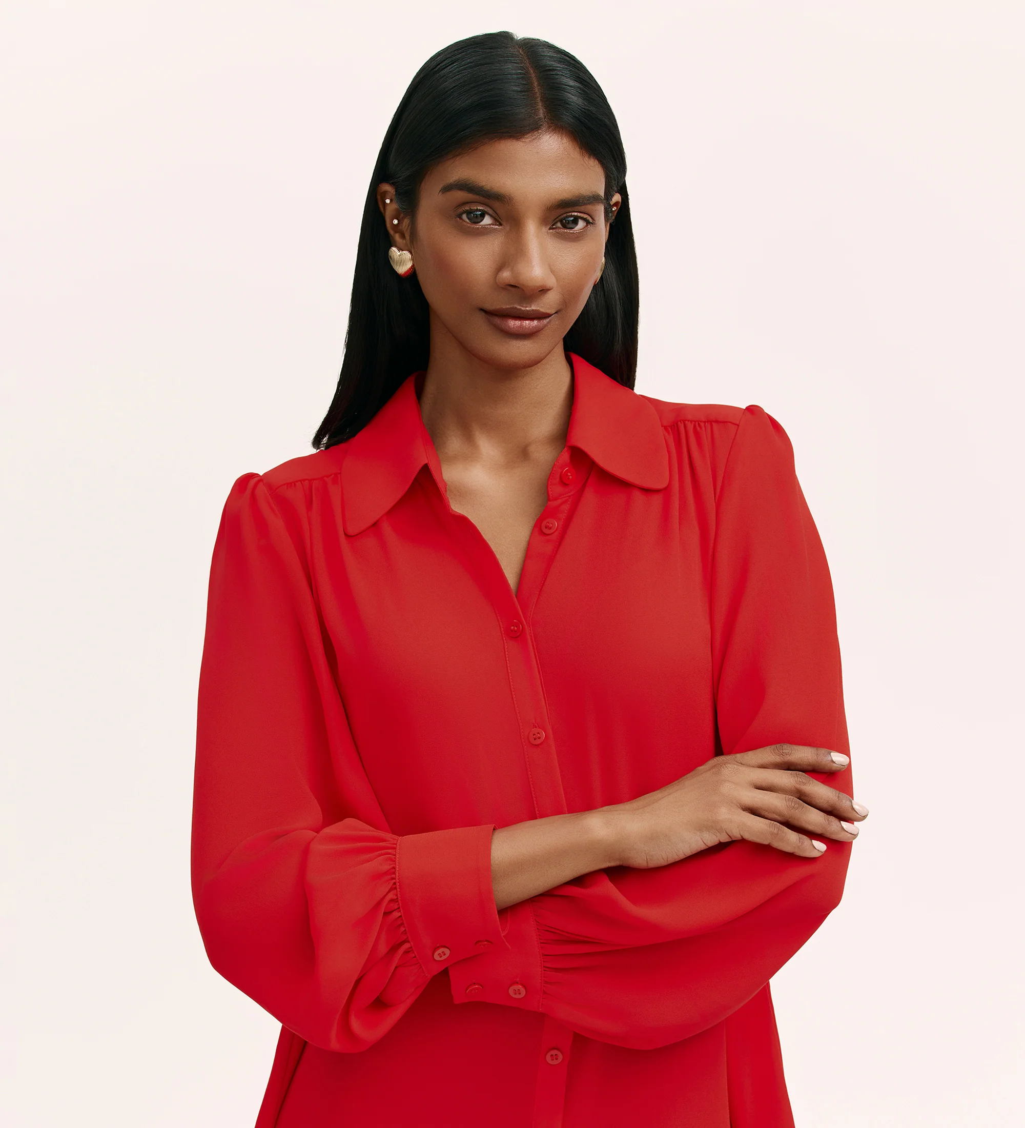Melina Red Crepe Blouse - Image 3
