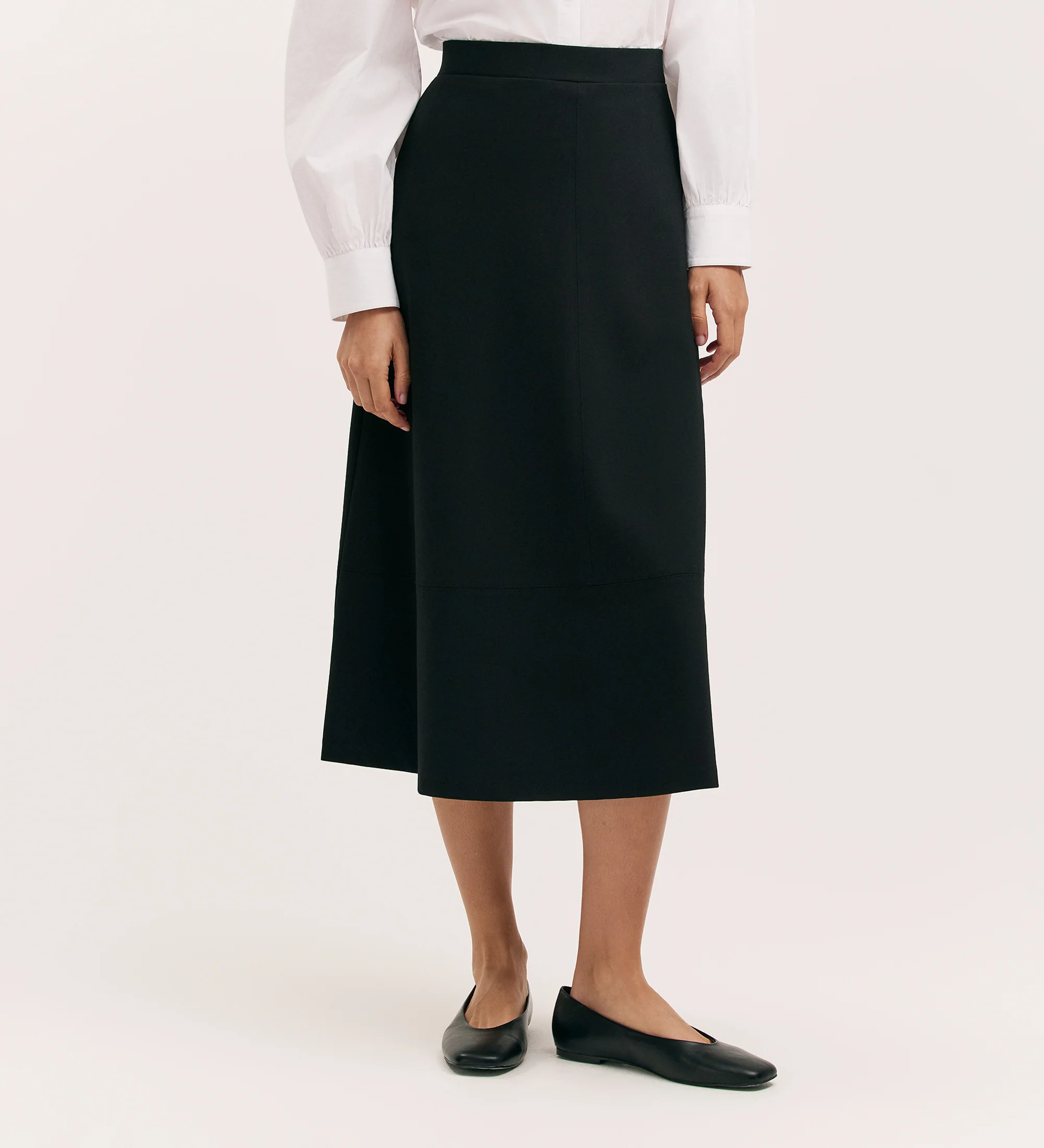 Mikia Black Ponte Jersey Midi Skirt - Image 2