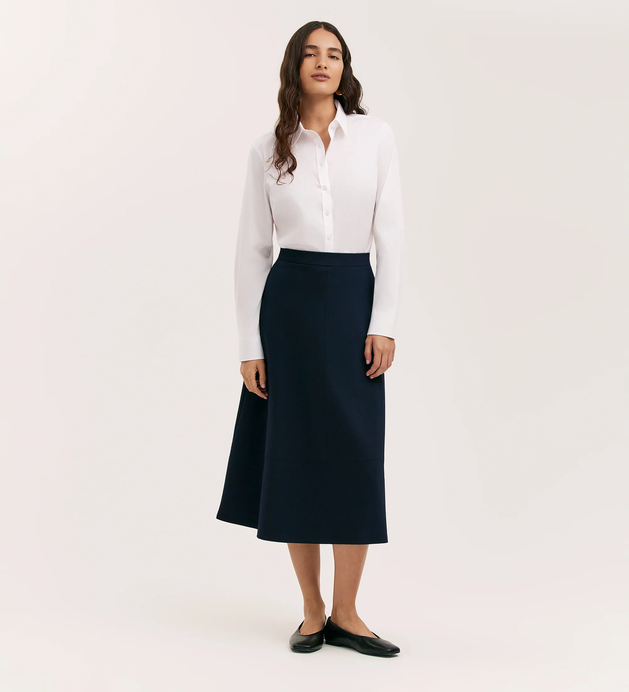 Mikia Navy Ponte Jersey Midi Skirt - Image 4