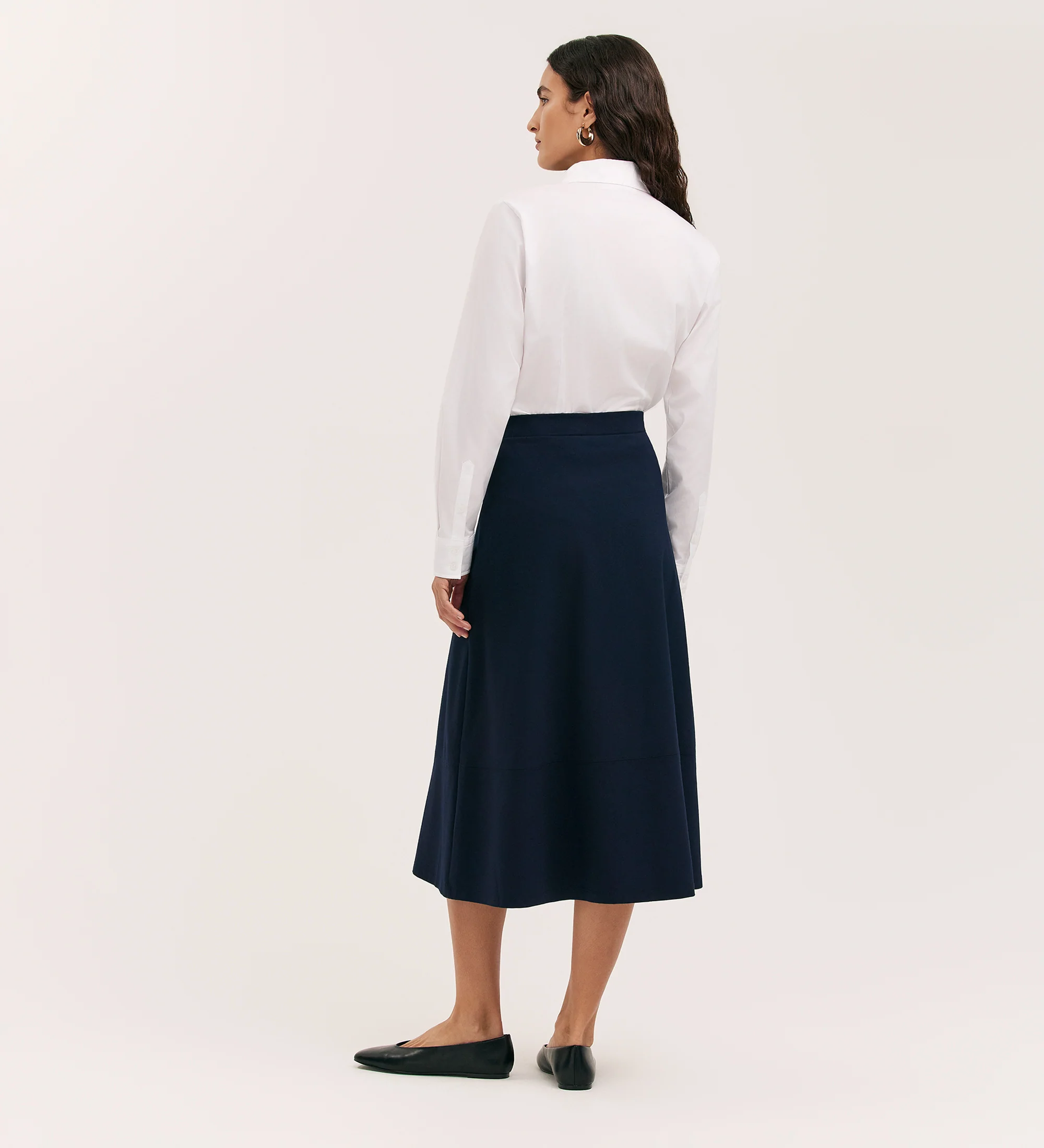 Mikia Navy Ponte Jersey Midi Skirt - Image 5