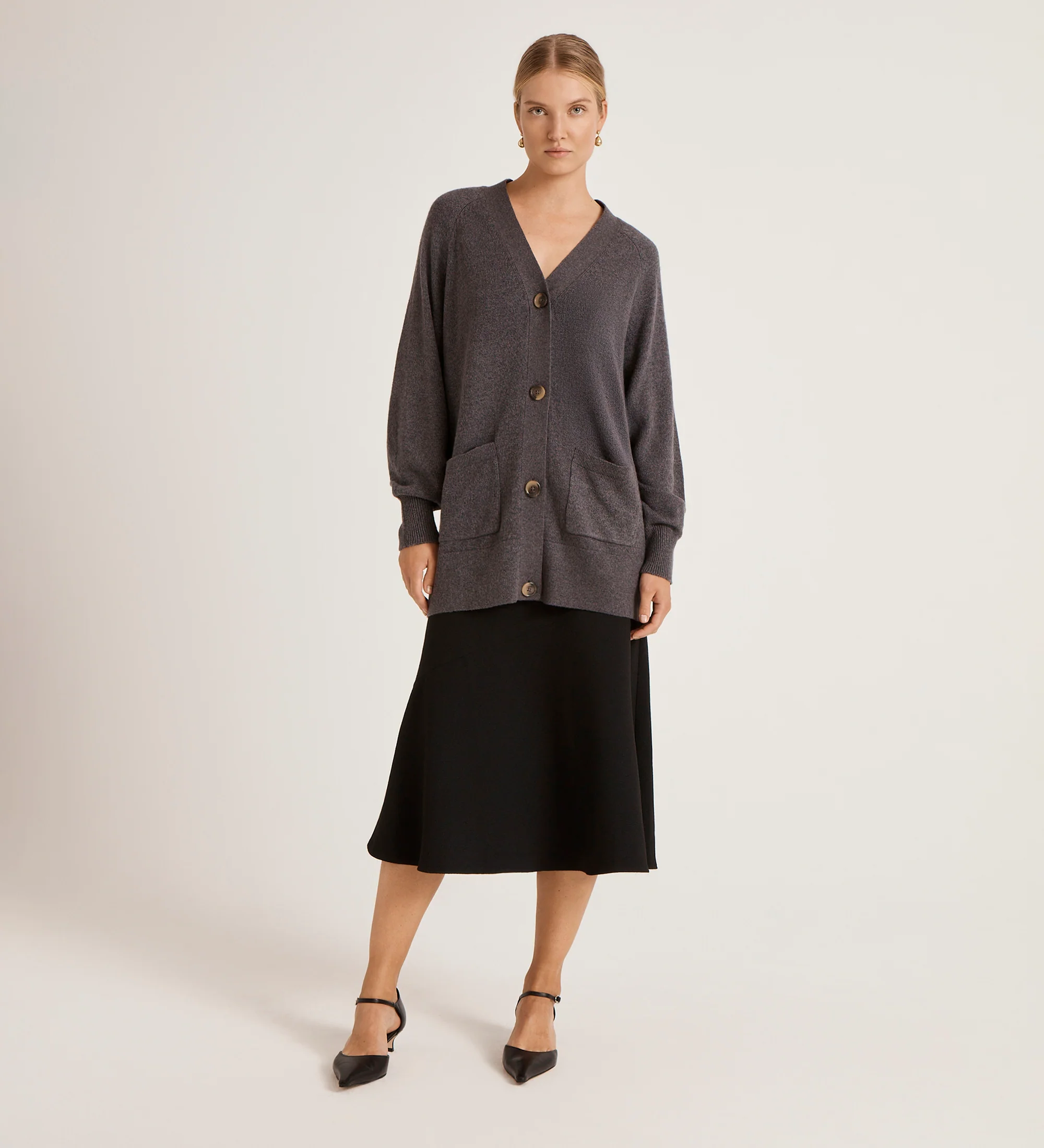 Mila Charcoal Knitted Cardigan - Image 2