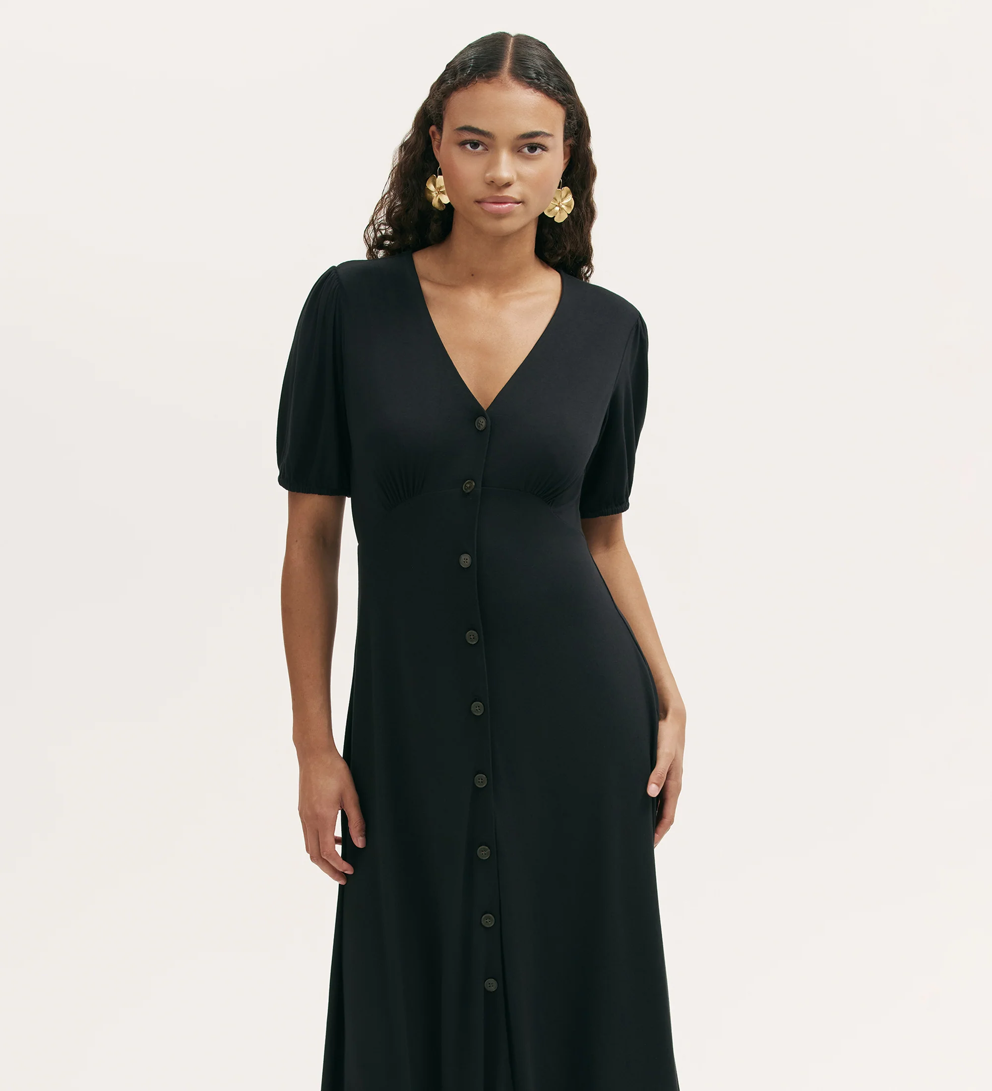 Milena Black Jersey Midi Dress - Image 2