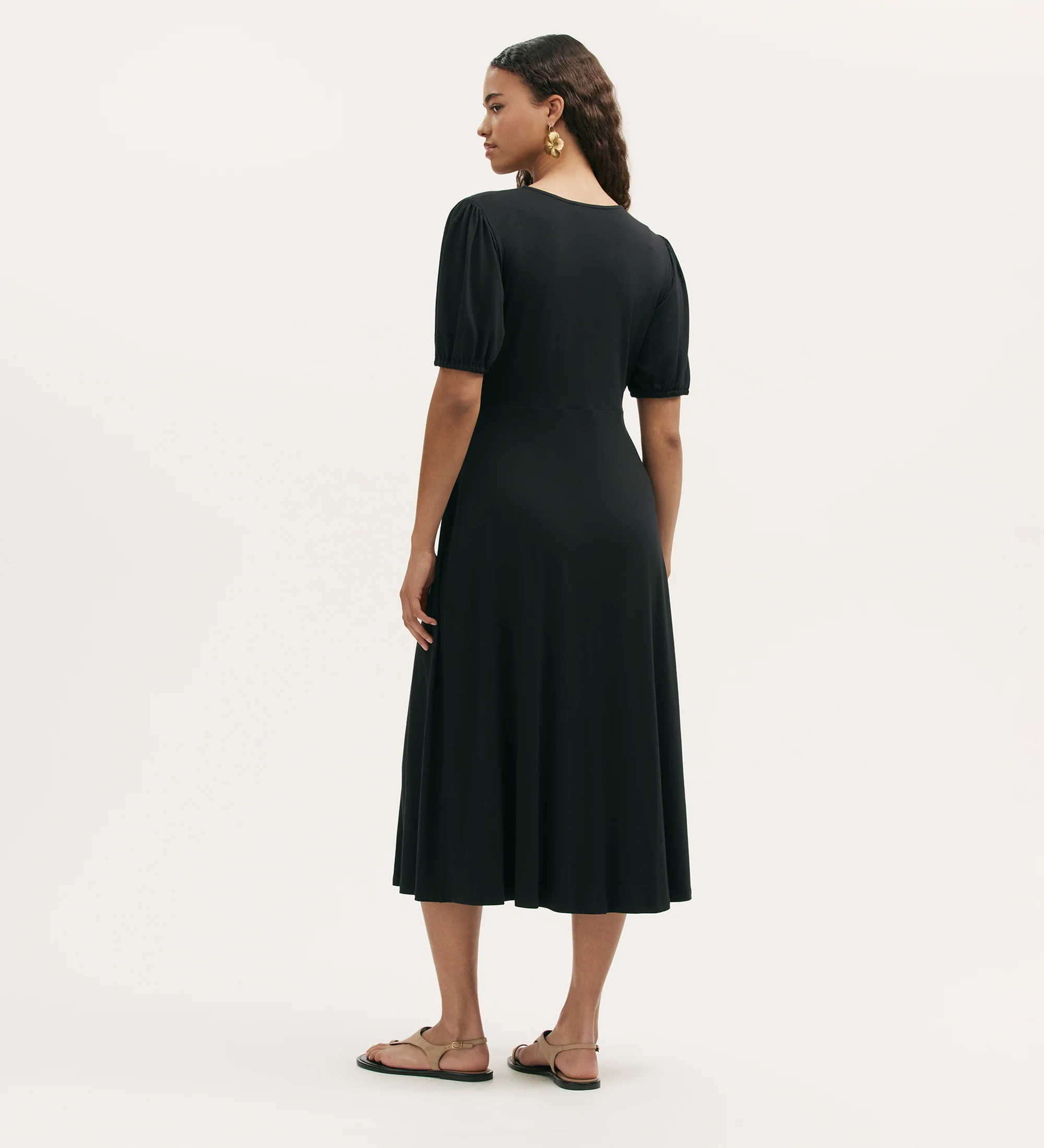 Milena Black Jersey Midi Dress - Image 4