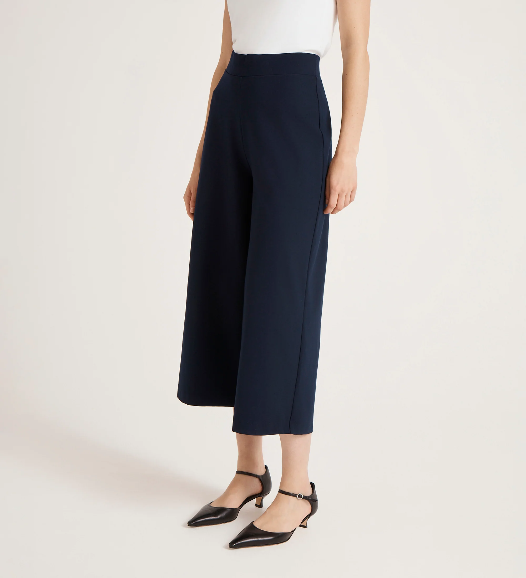 Miribel Navy Ponte Jersey Wide Leg Trousers - Image 3