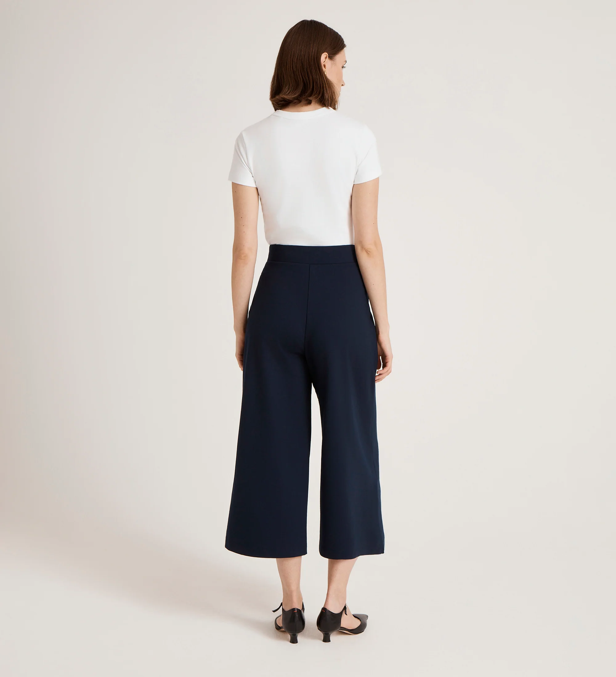 Miribel Navy Ponte Jersey Wide Leg Trousers - Image 5
