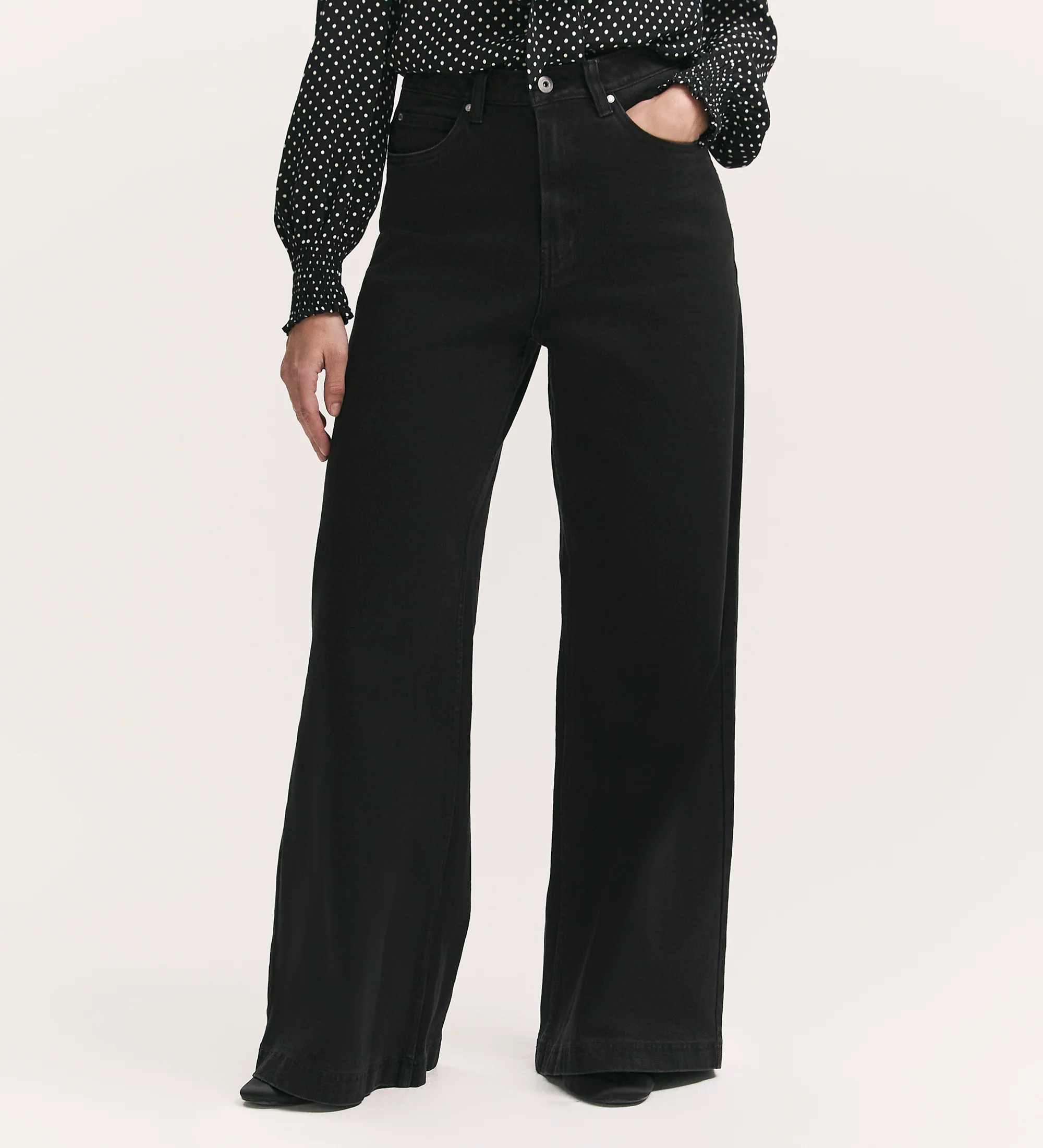 Monica Black Wide Leg Jeans - Image 2