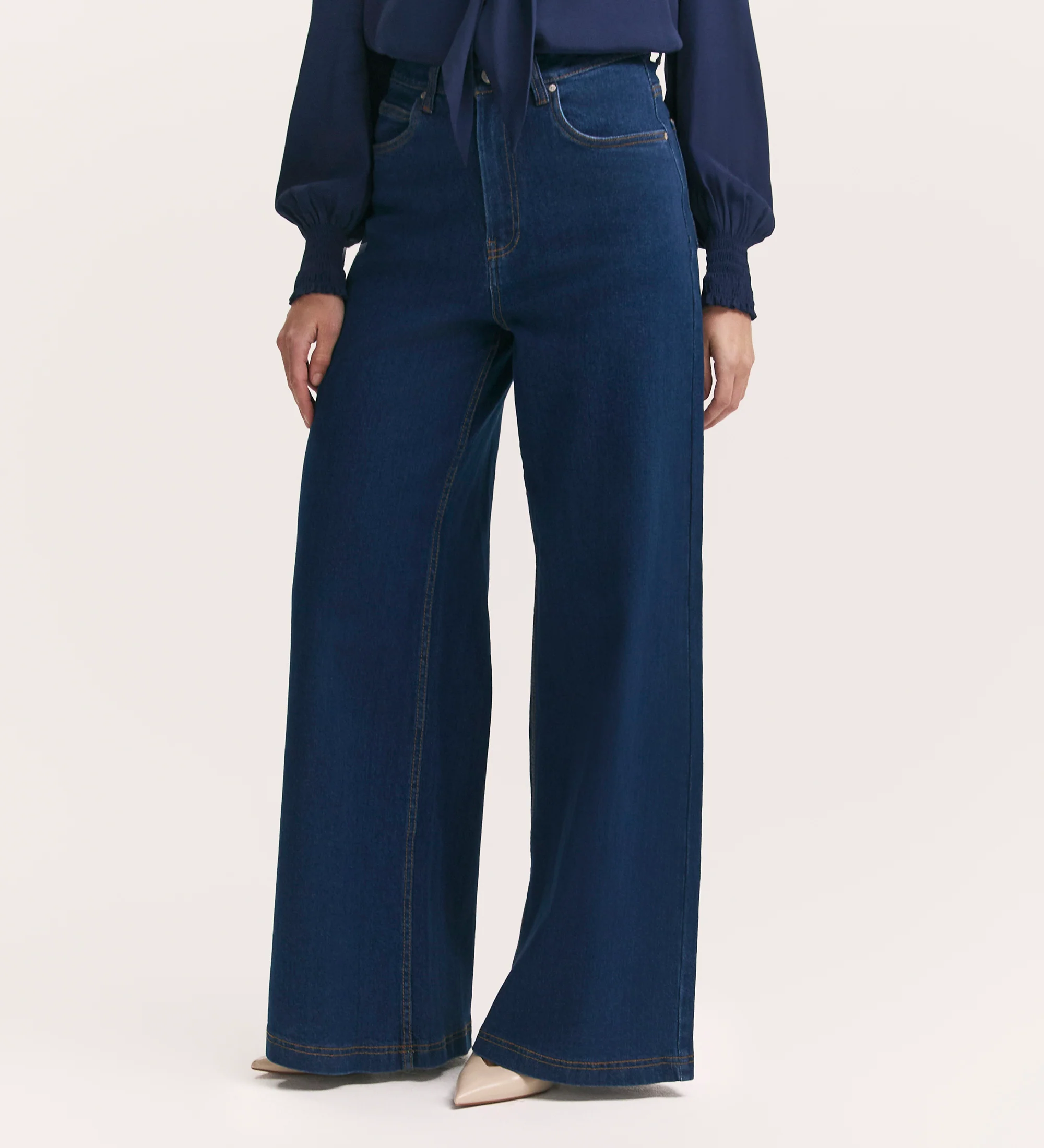 Monica Mid Wash Wide Leg Jeans - Image 3