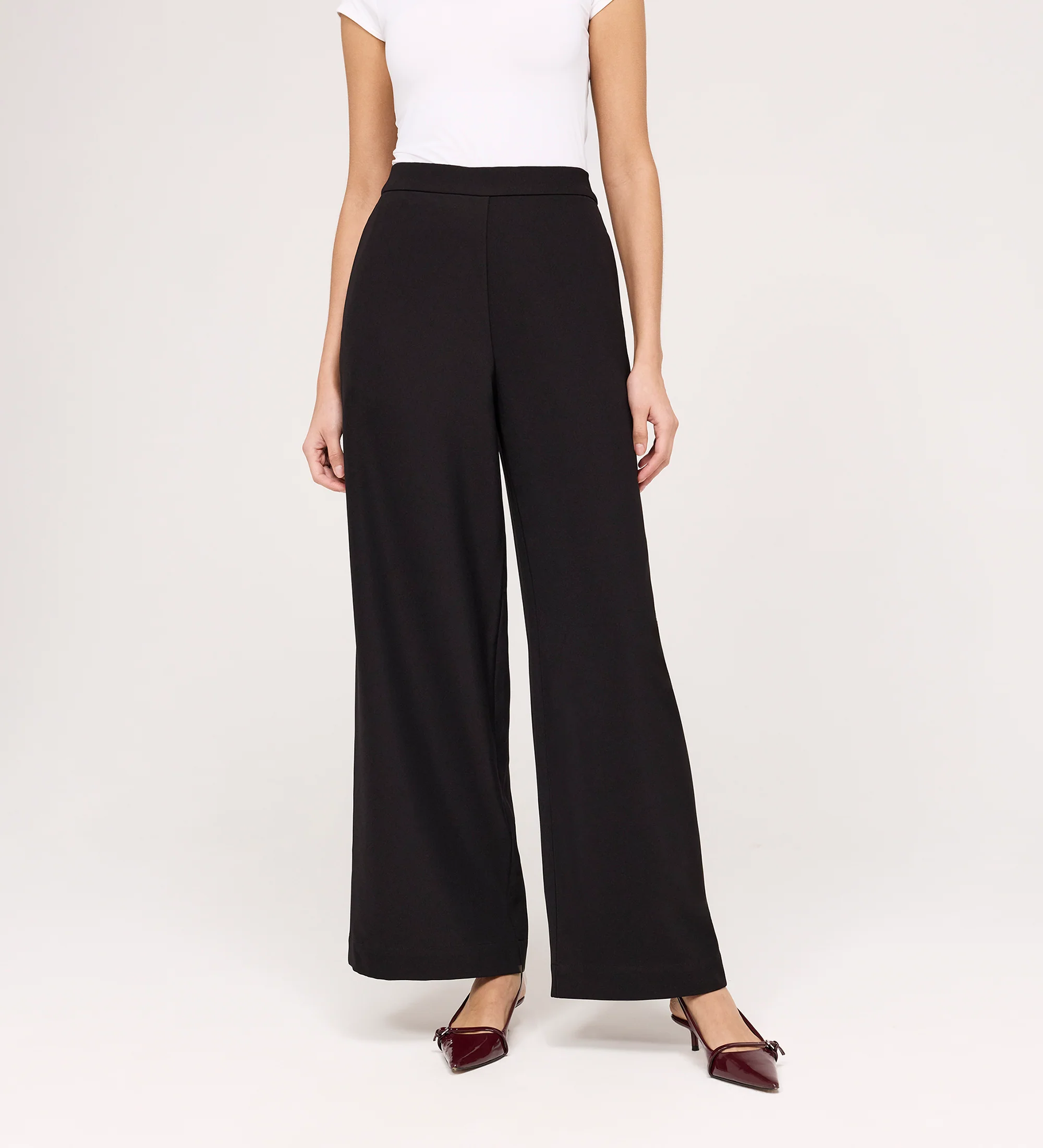 Nat Black Gaberdine Twill Wide Leg Trousers - Image 3