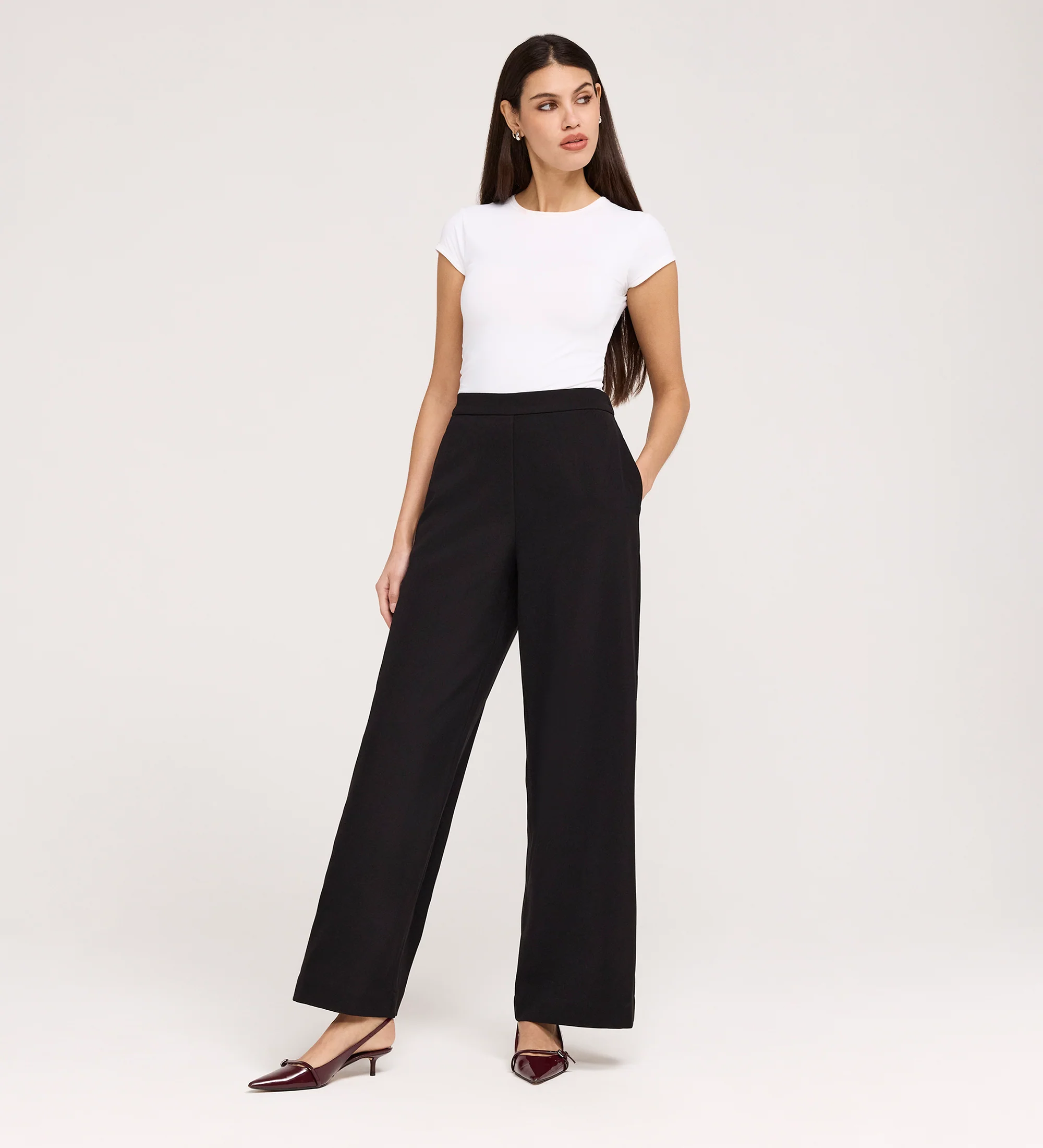 Nat Black Gaberdine Twill Wide Leg Trousers - Image 4
