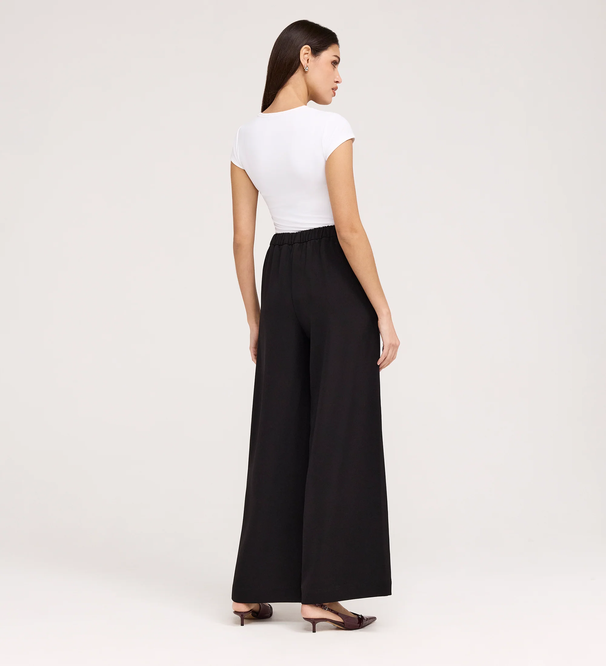 Nat Black Gaberdine Twill Wide Leg Trousers - Image 5