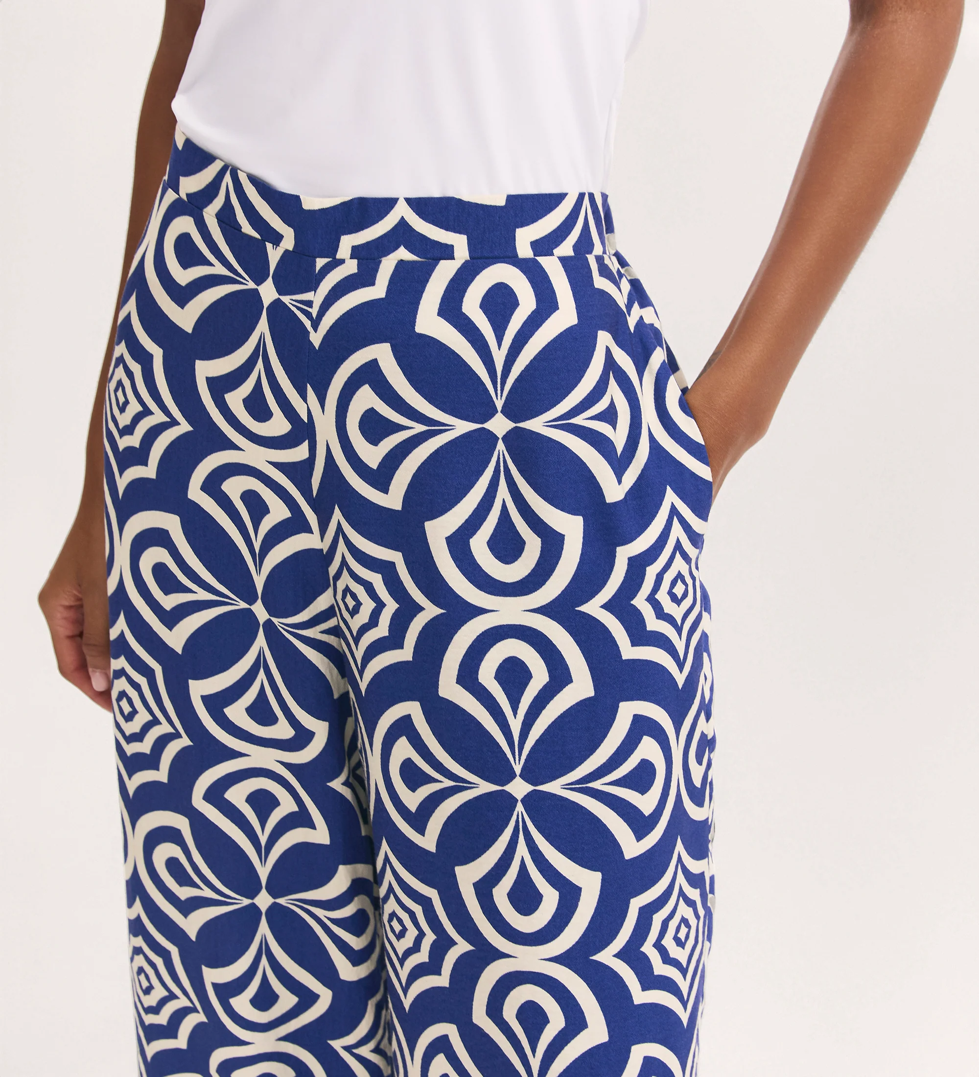 Nat Blue Mosaic Wide Leg Trousers - Image 3