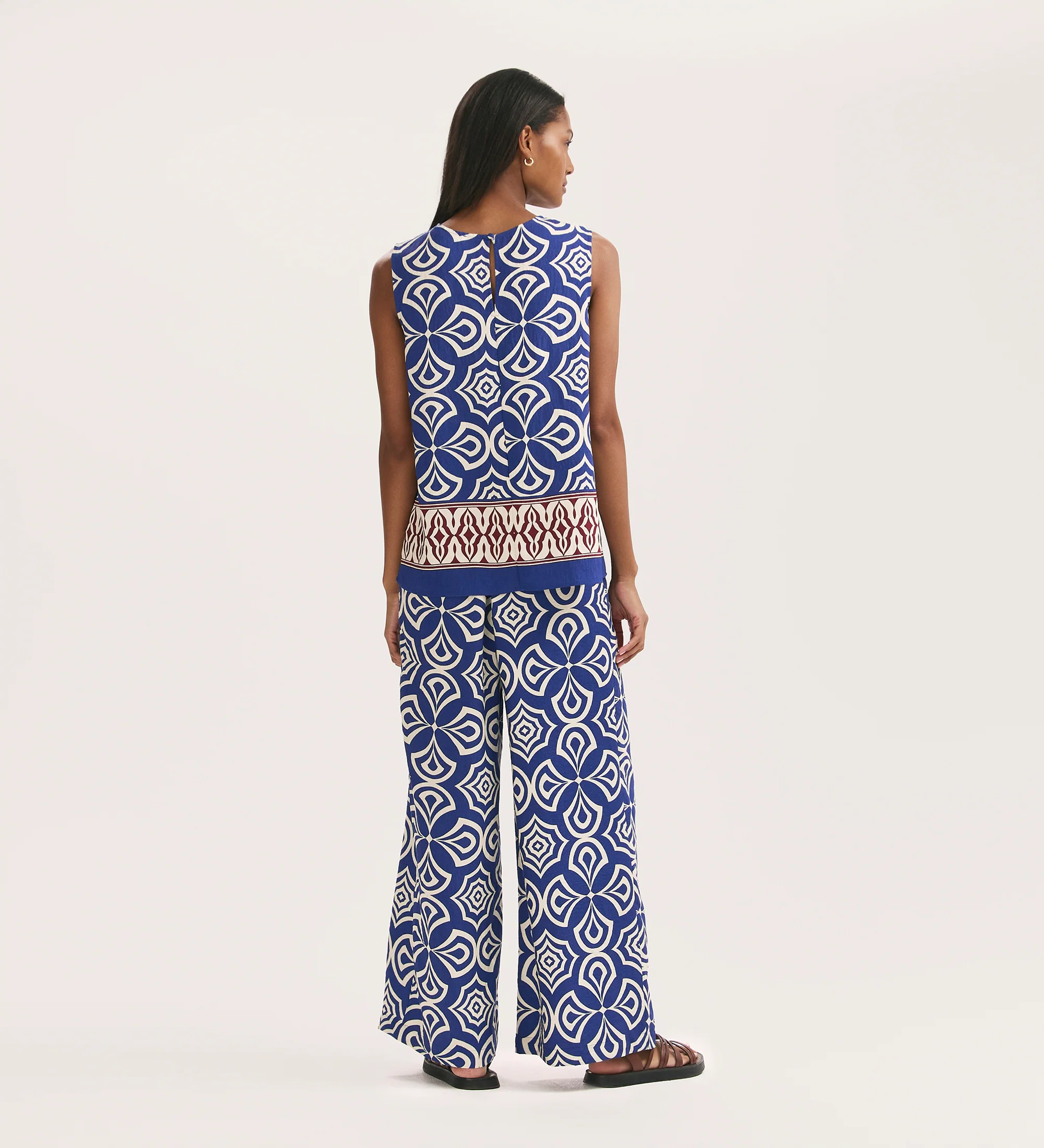Nat Blue Mosaic Wide Leg Trousers - Image 5