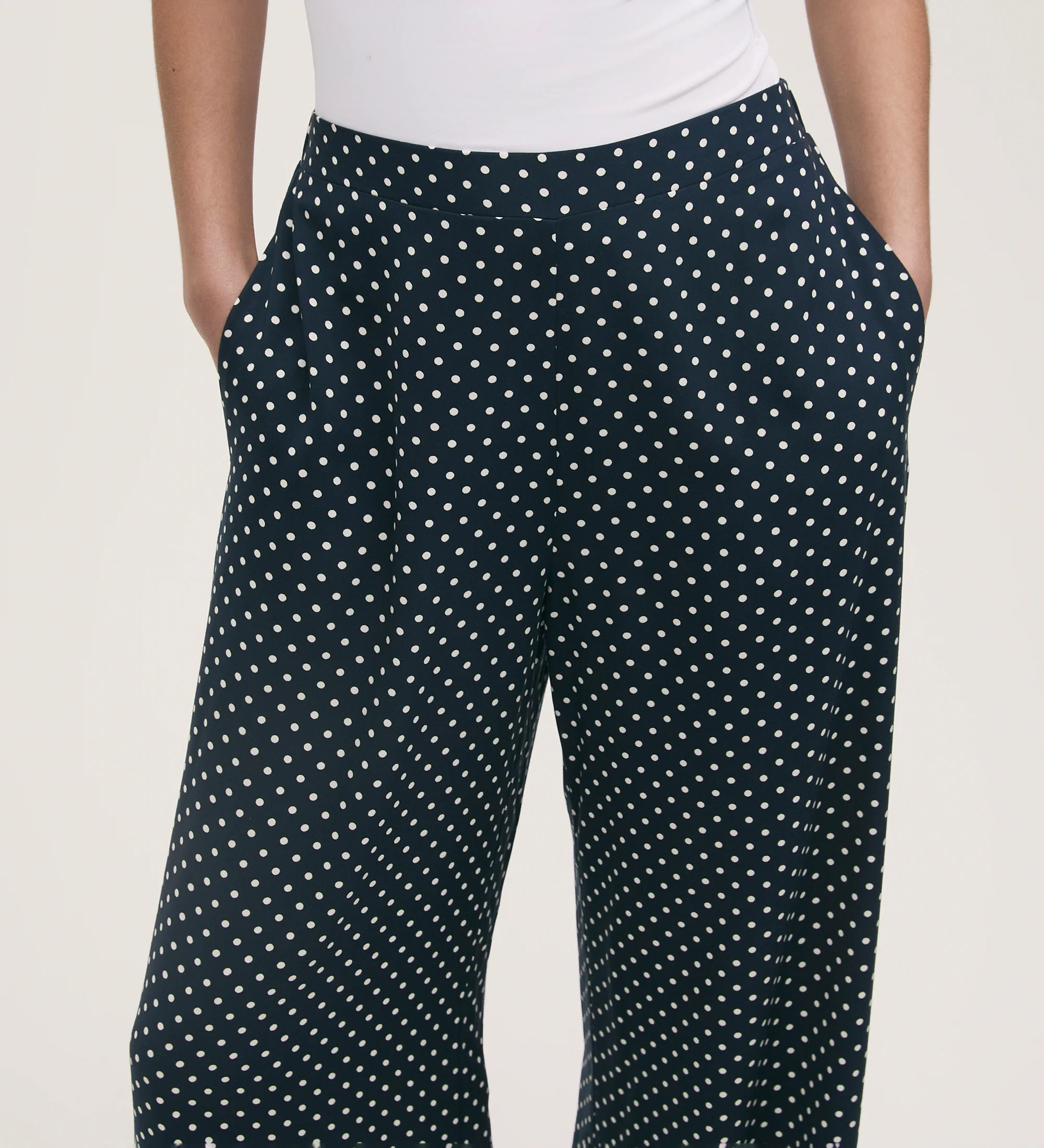 Nat Navy Polka Dot Wide Leg Trousers - Image 3