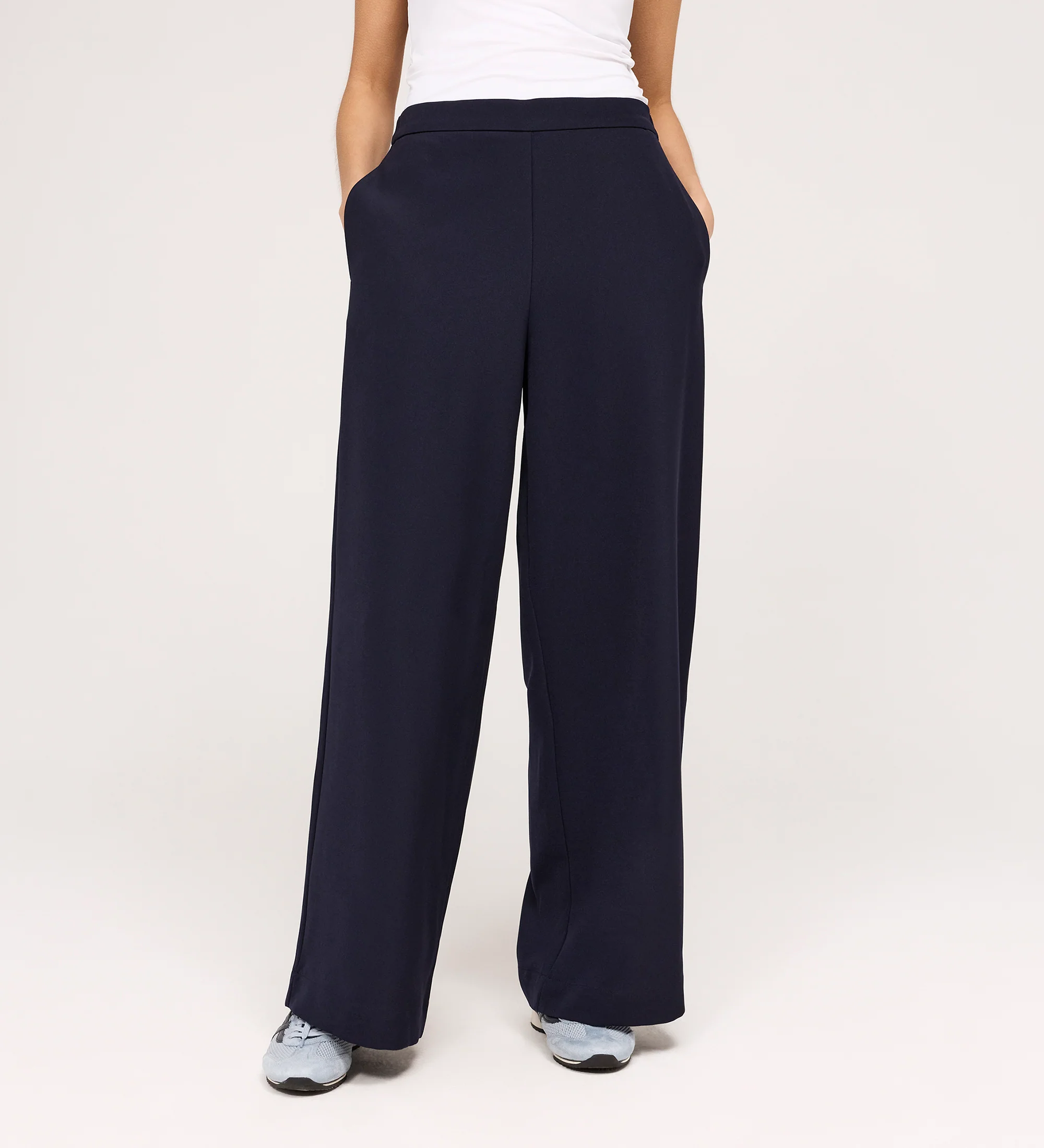Nat Navy Gaberdine Twill Wide Leg Trousers - Image 2