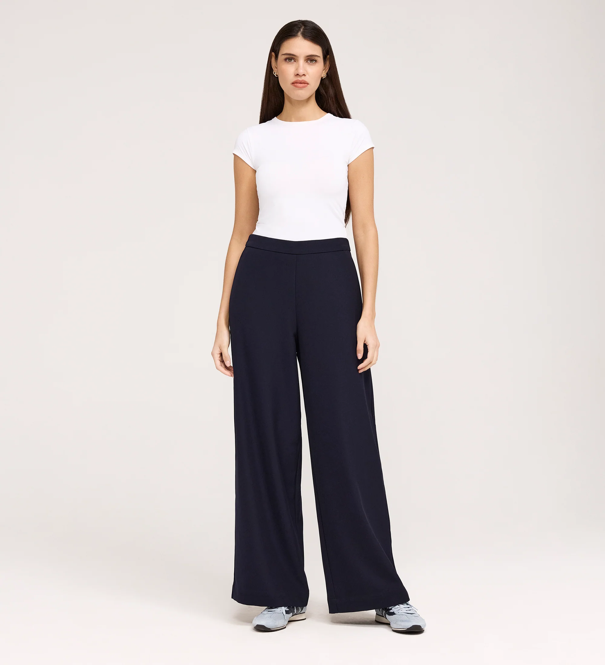Nat Navy Gaberdine Twill Wide Leg Trousers - Image 5