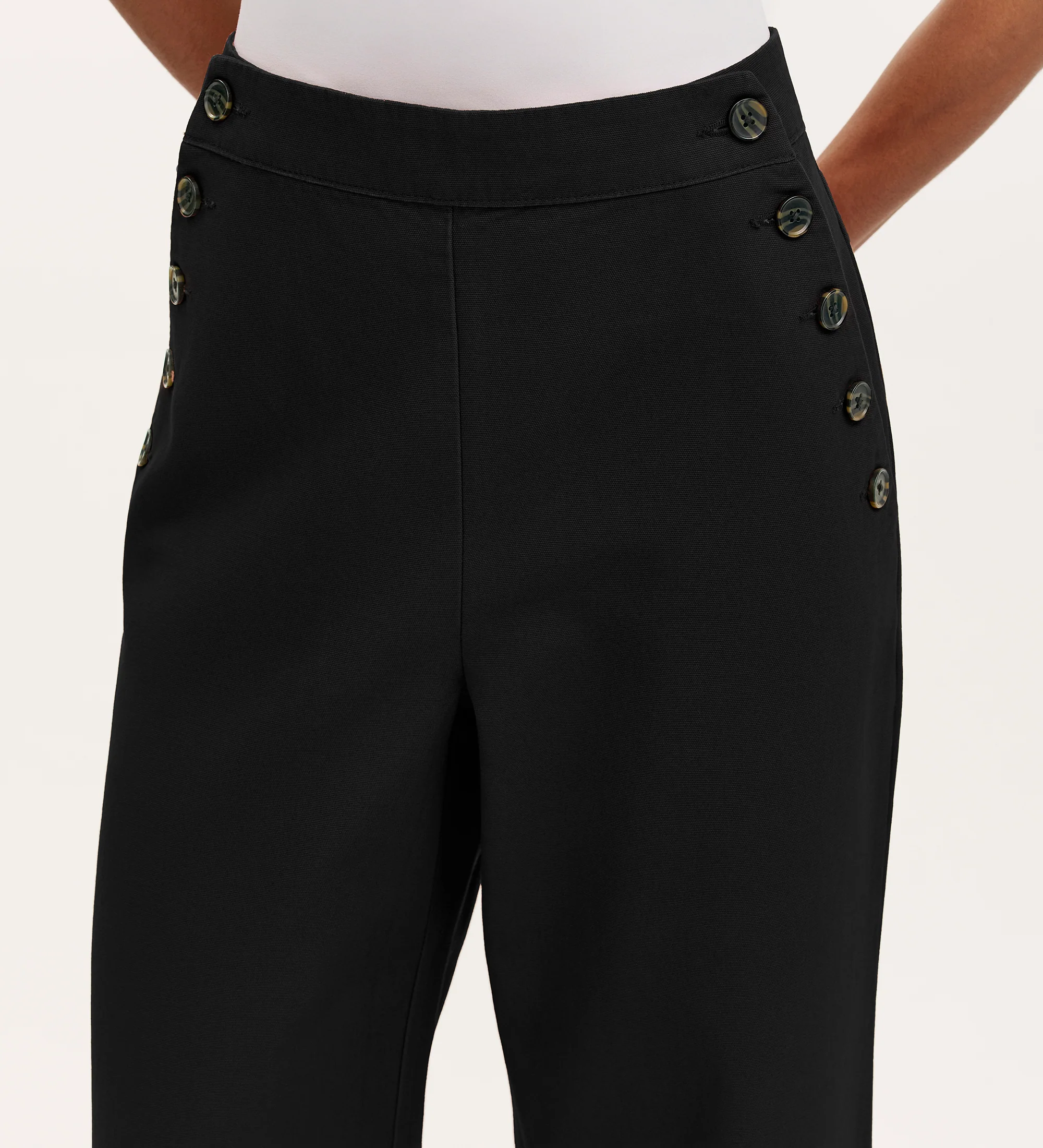 Nellie Black Canvas Wide Leg Trousers - Image 2