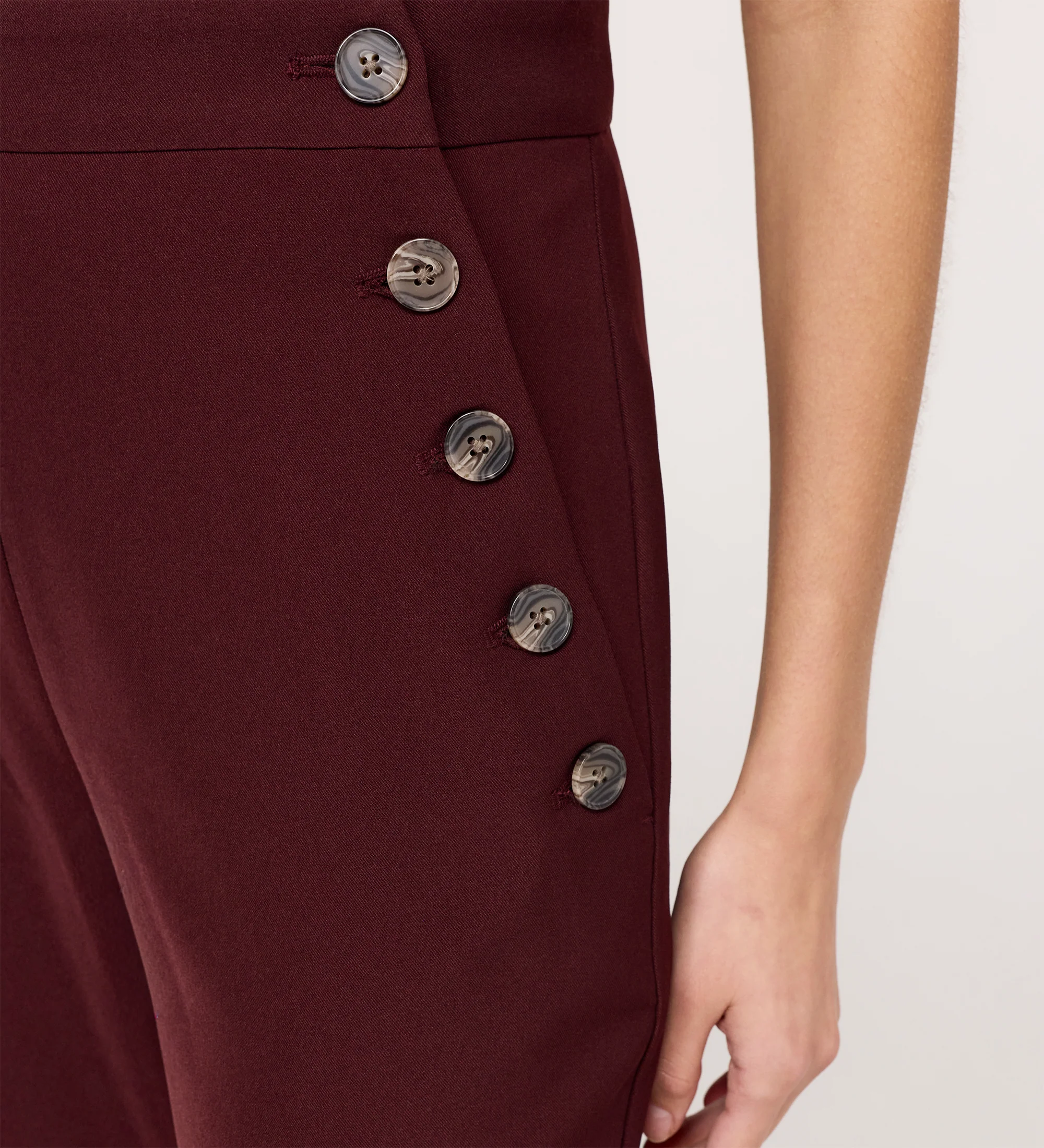 Nellie Burgundy Gaberdine Twill Wide Leg Trousers - Image 2
