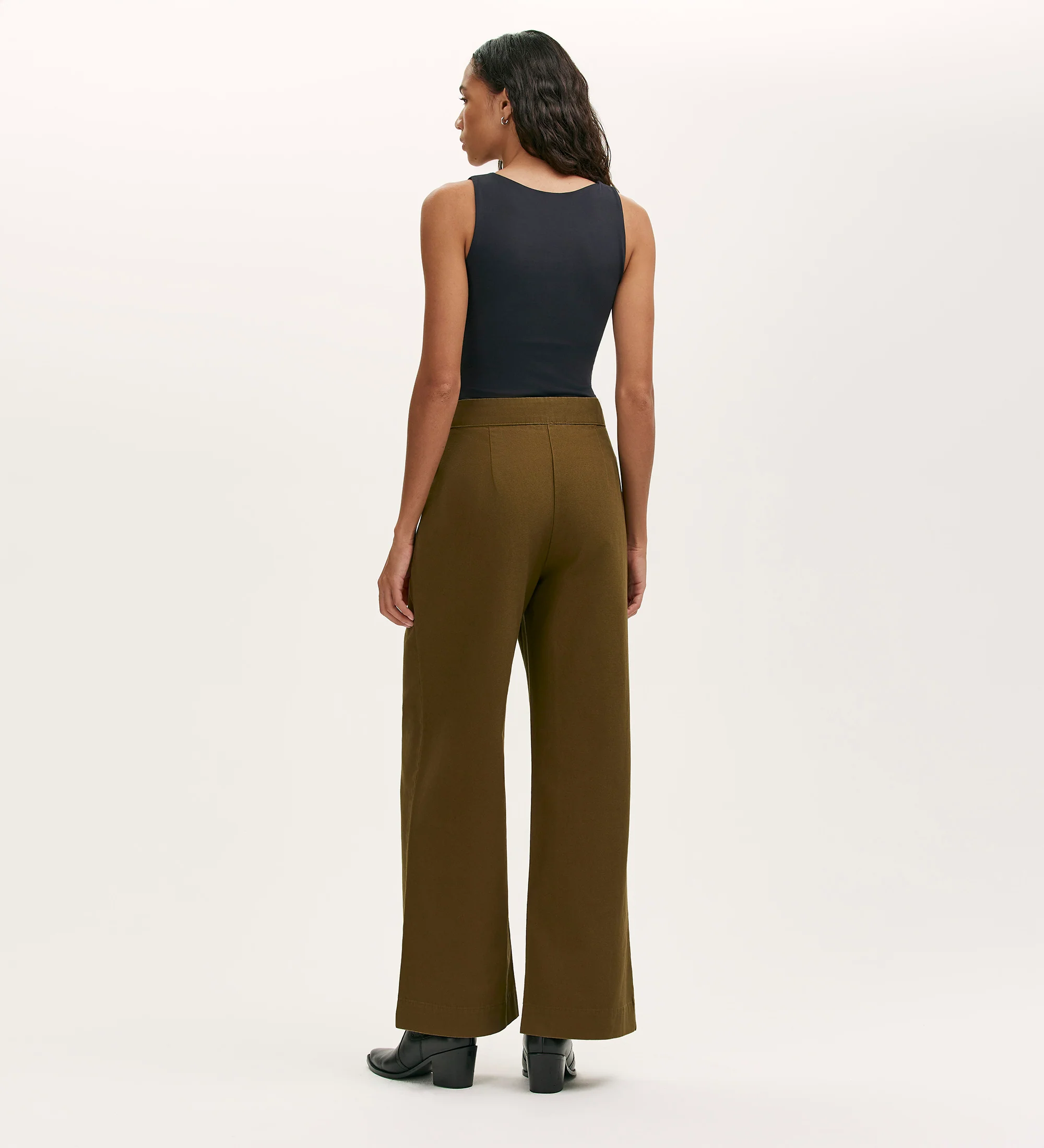Nellie Khaki Canvas Wide Leg Trousers - Image 4