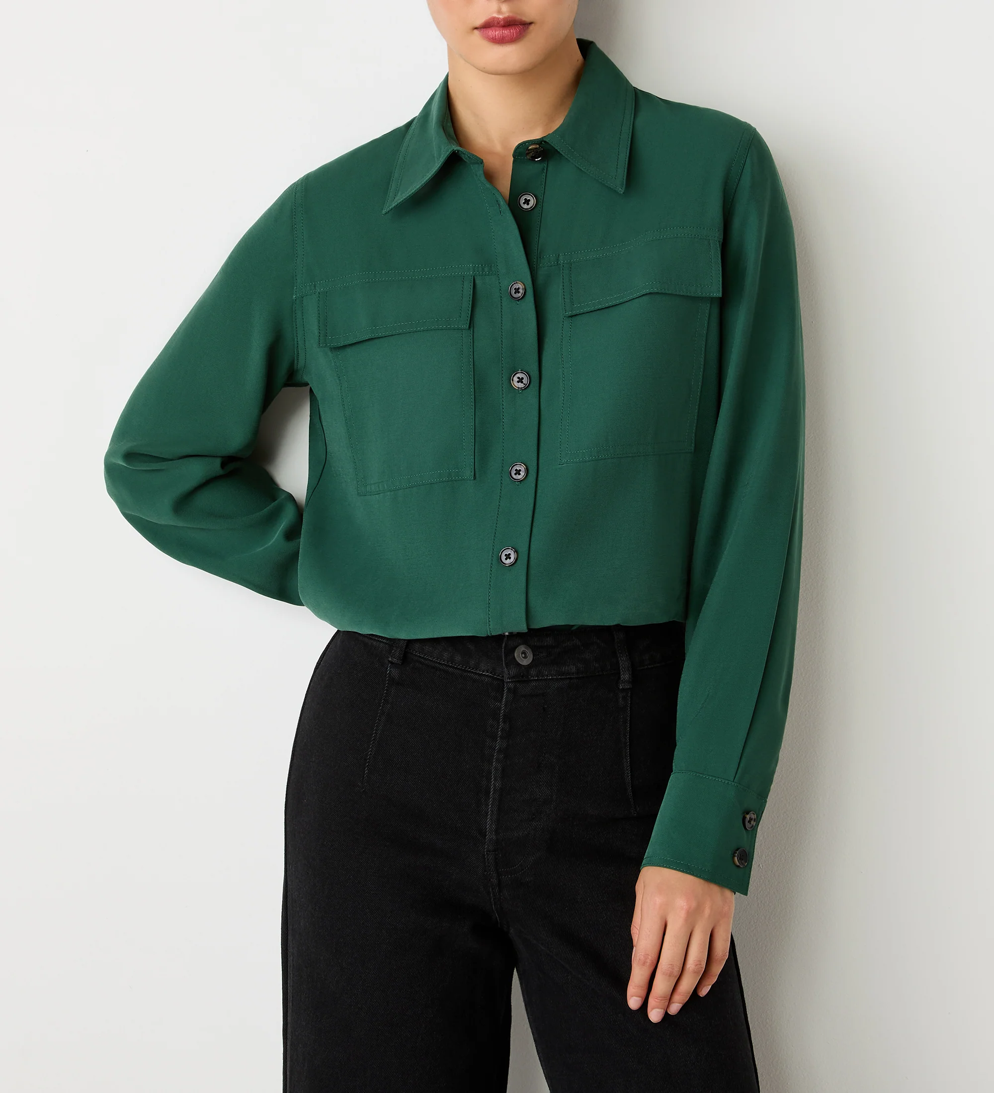 Nicola Dark Green Utility Shirt - Image 3