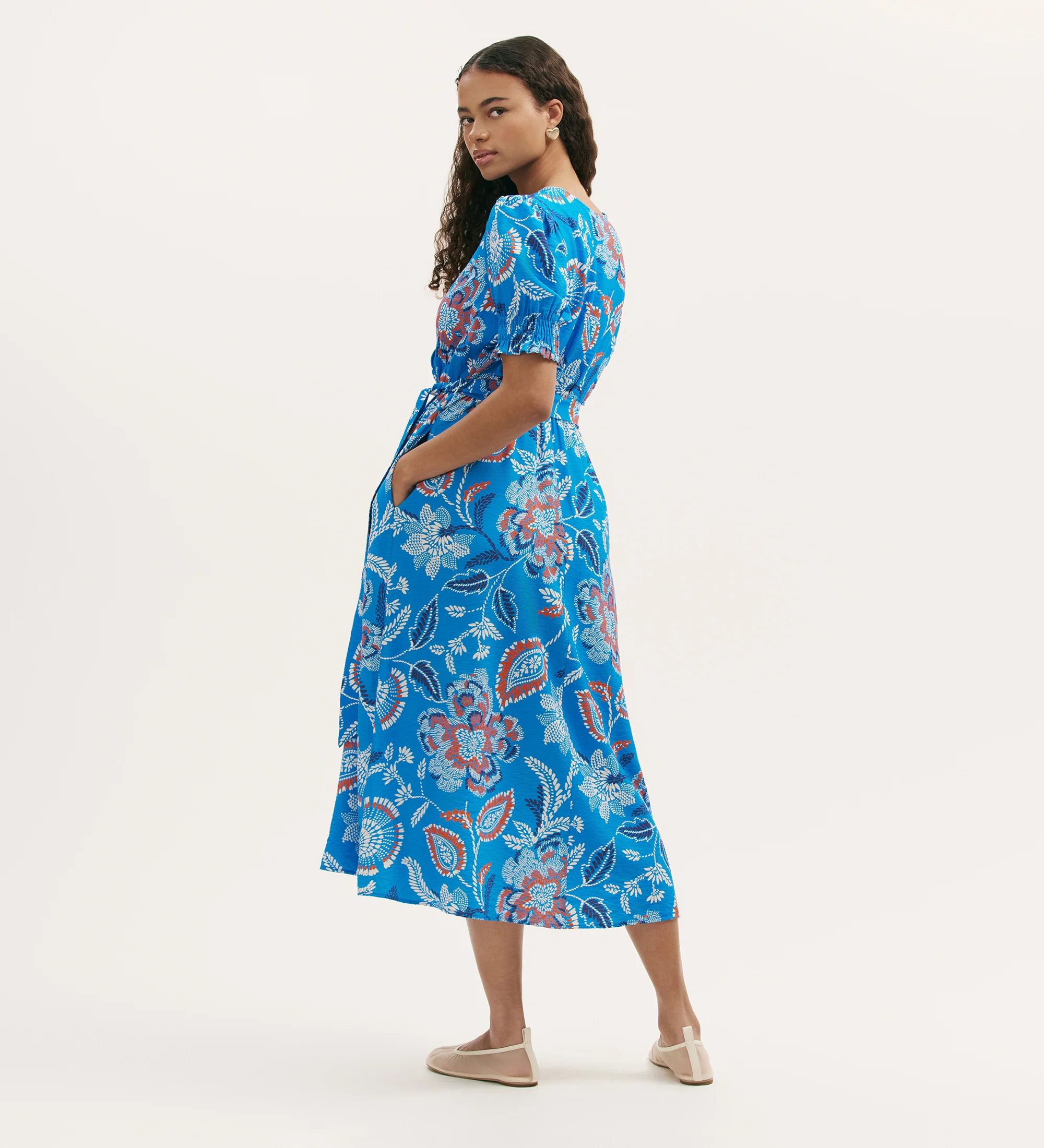 Nicoleta Blue Floral Midi Dress - Image 4