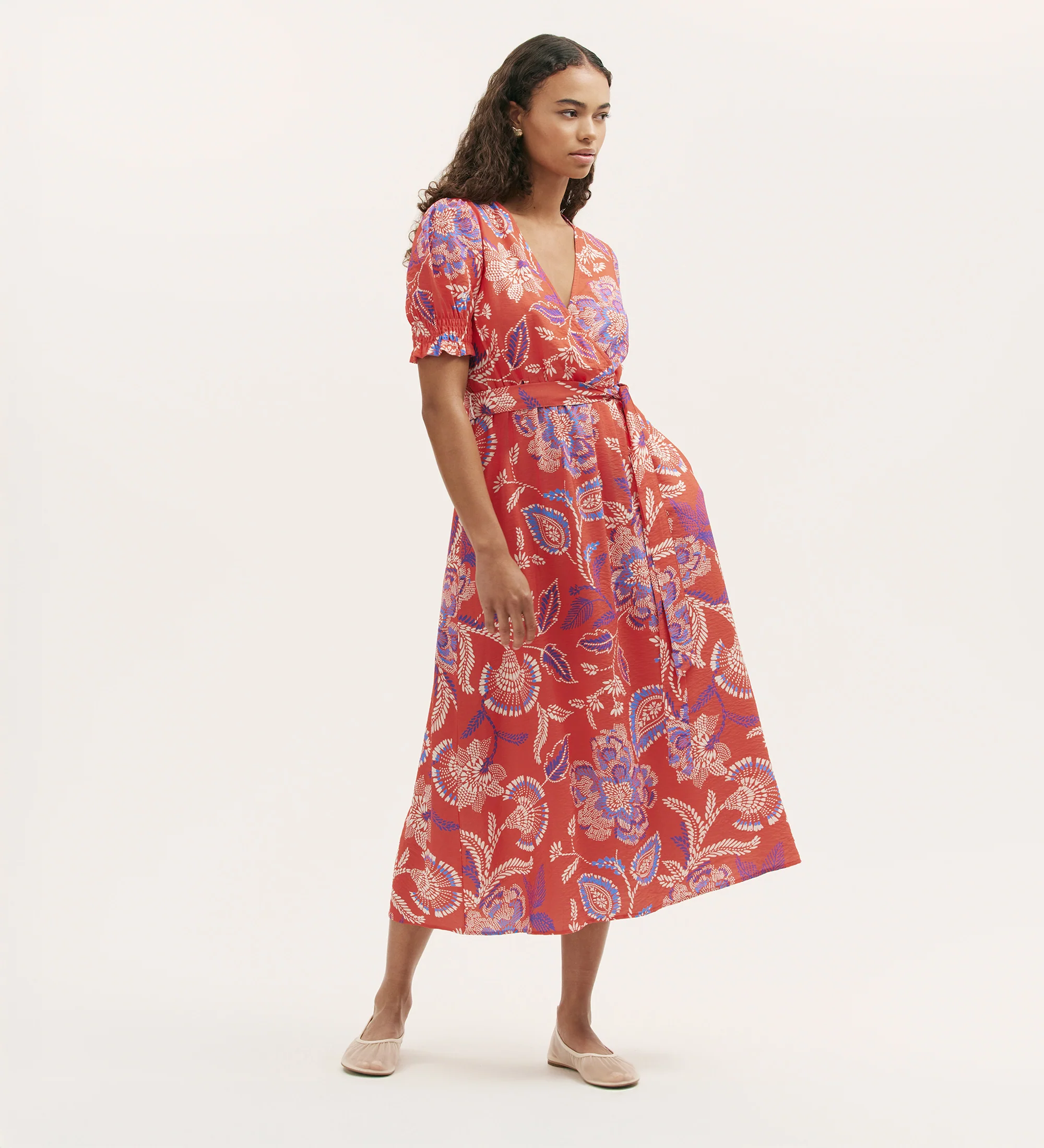Nicoleta Coral Floral Midi Dress - Image 3