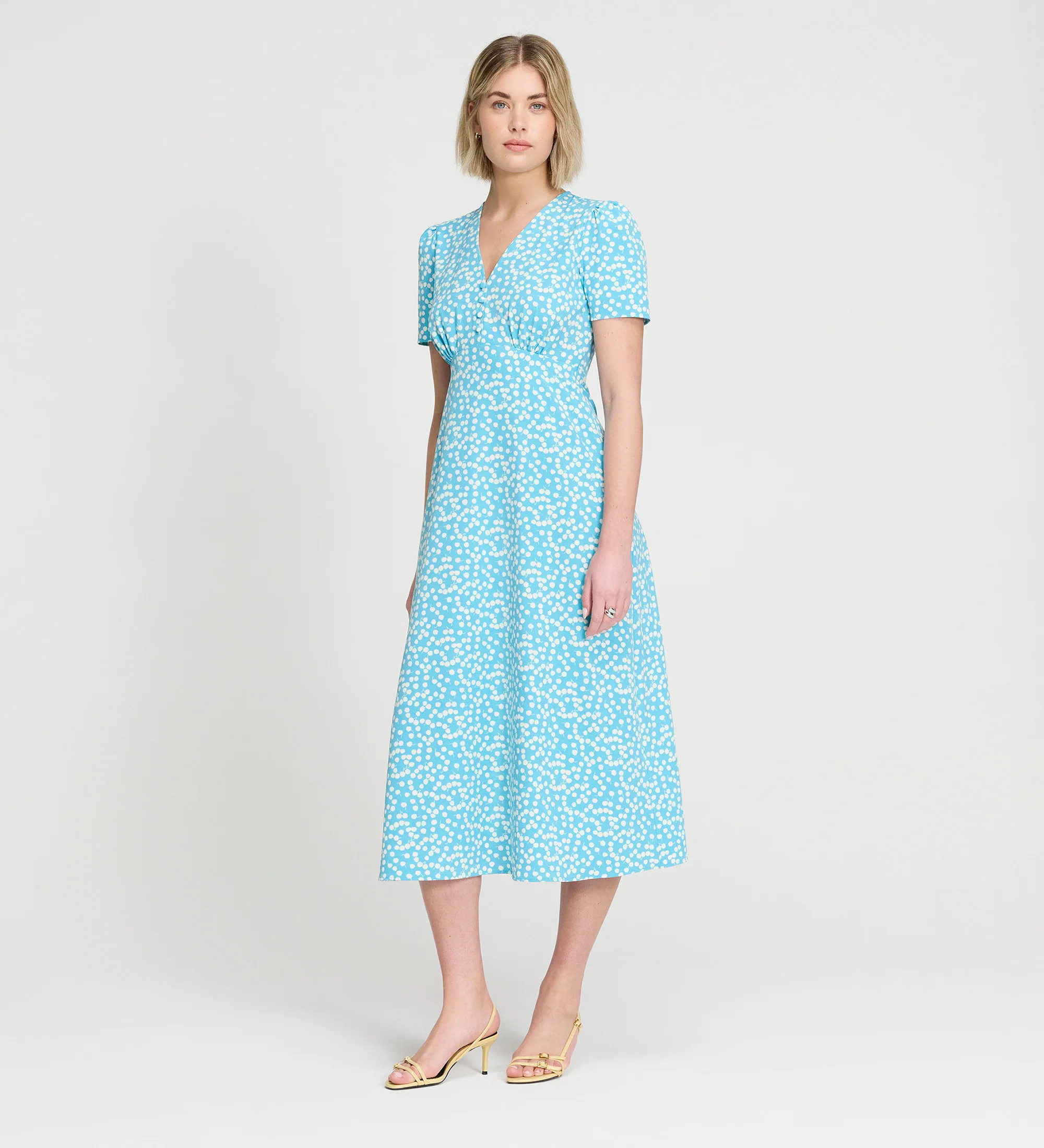 Nieve Blue Cherry Spot Midi Dress - Image 5