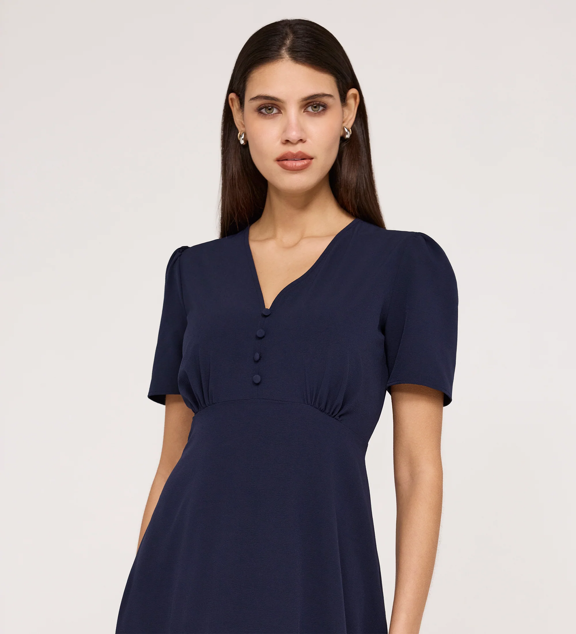 Nieve Navy Crepe Midi Dress - Image 3