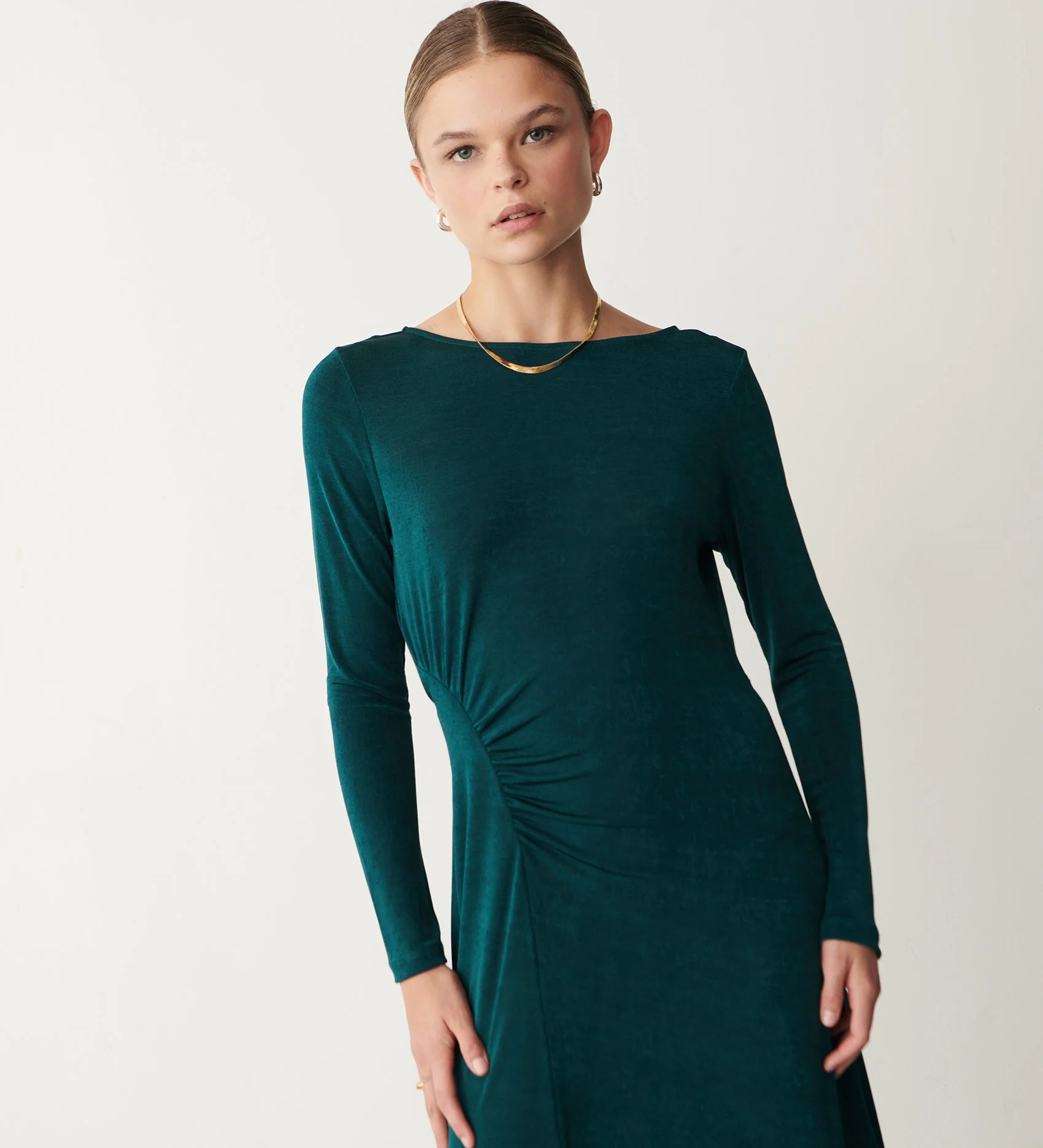 Nyra Green Jersey Midi Dress - Image 2