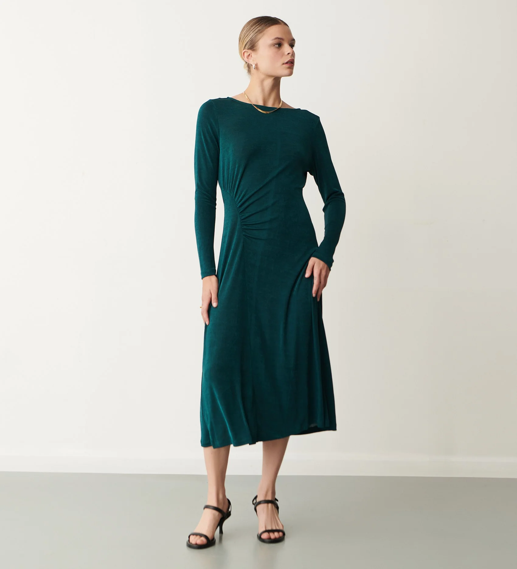 Nyra Green Jersey Midi Dress - Image 3